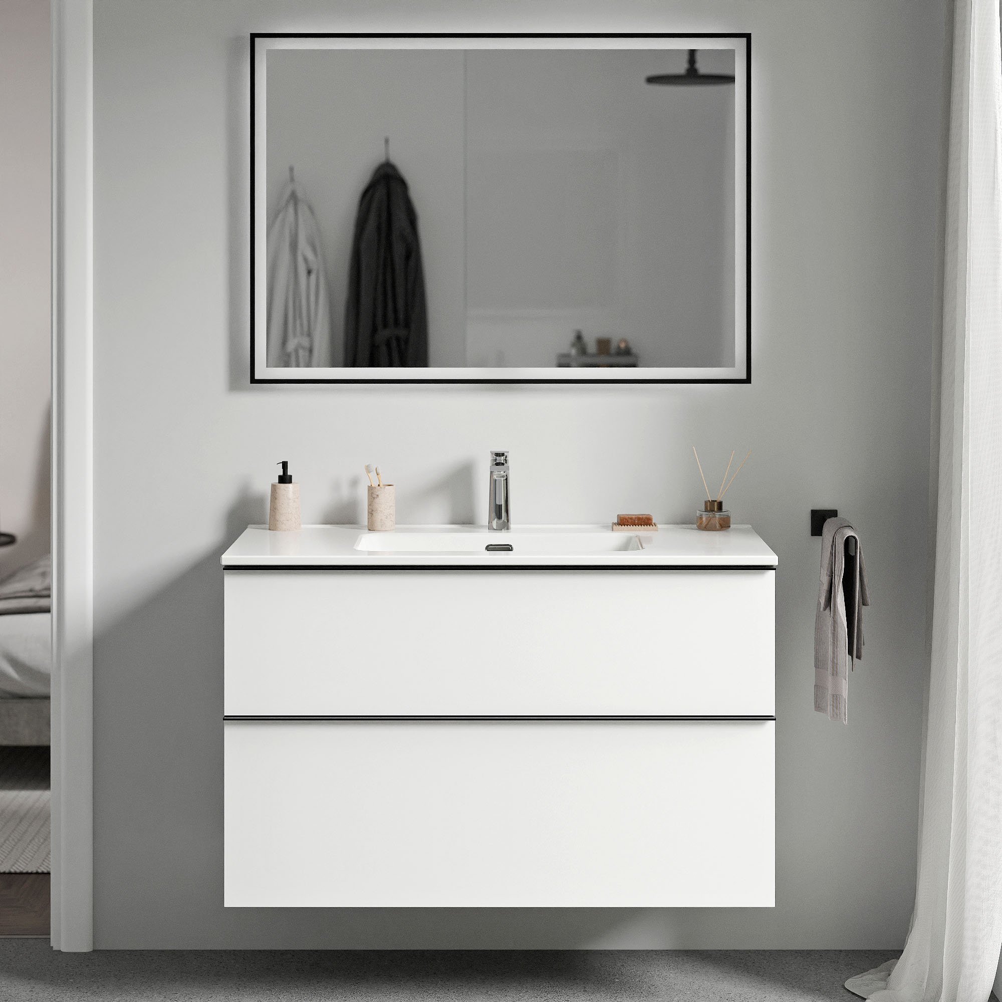 Waschtischunterschrank LAVOA 100 cm mit Waschbecken - Farbe wählbar 165774,165776,165778
