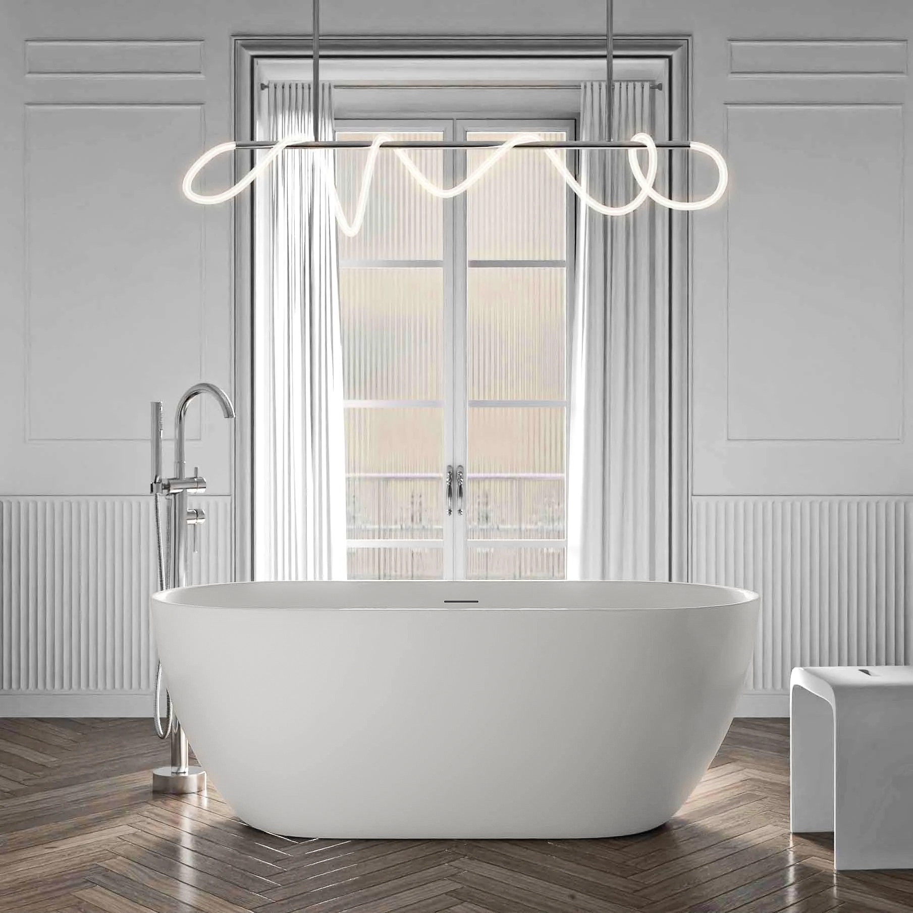 Freistehende Badewanne JAZZ PLUS 2.0 Acryl Weiß matt - Größe wählbar