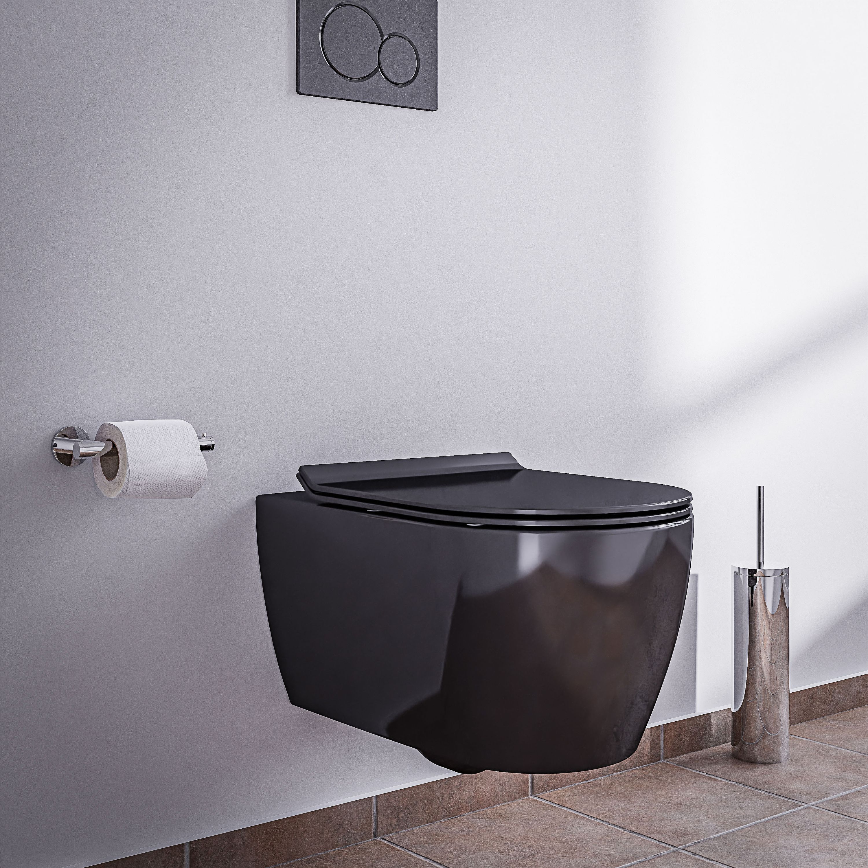 Wand-Hänge WC NT2039 - Softclose-Sitz wählbar - Schwarz glänzend