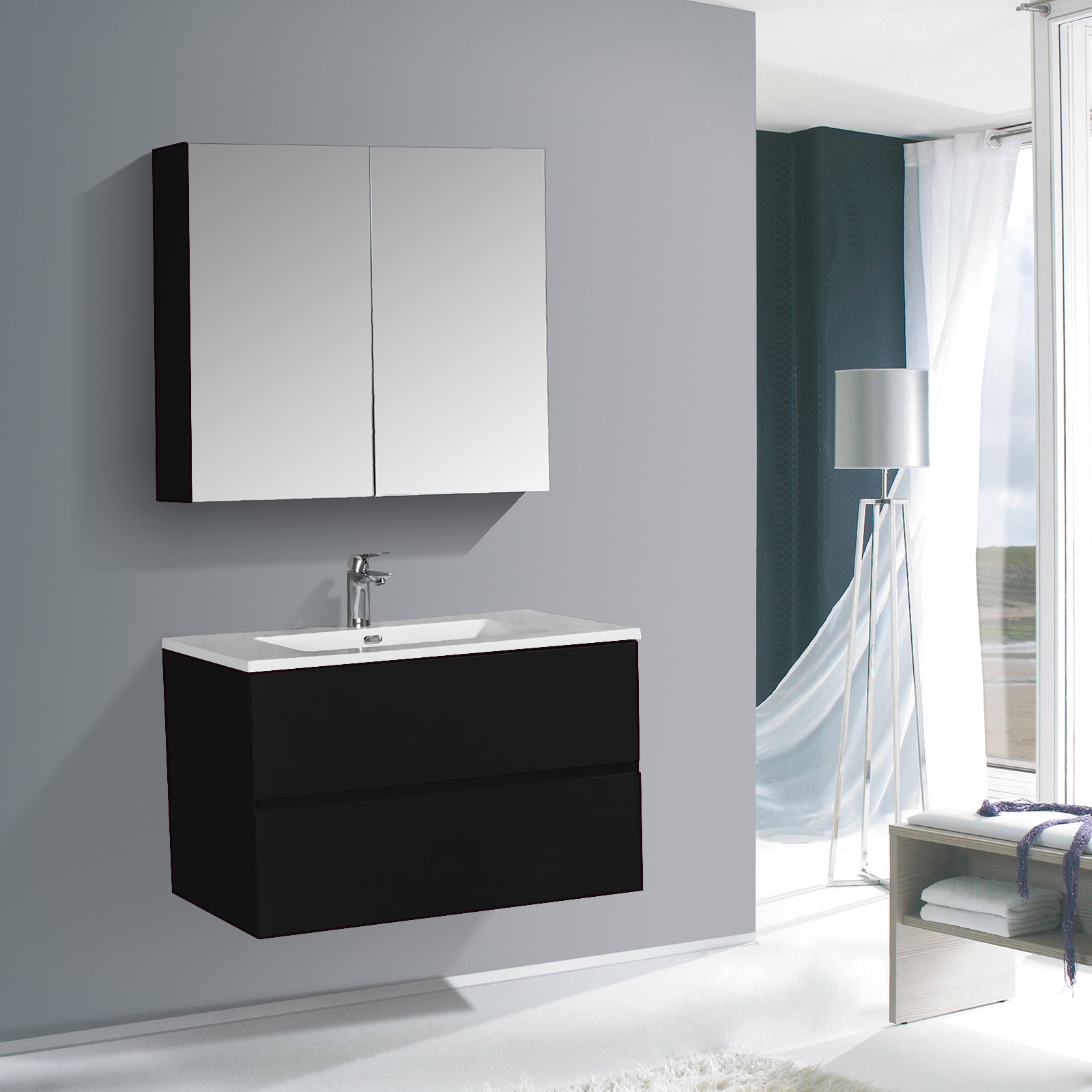 Badmöbel-Set EDGE 850 mit Waschbecken - Farbe wählbar
