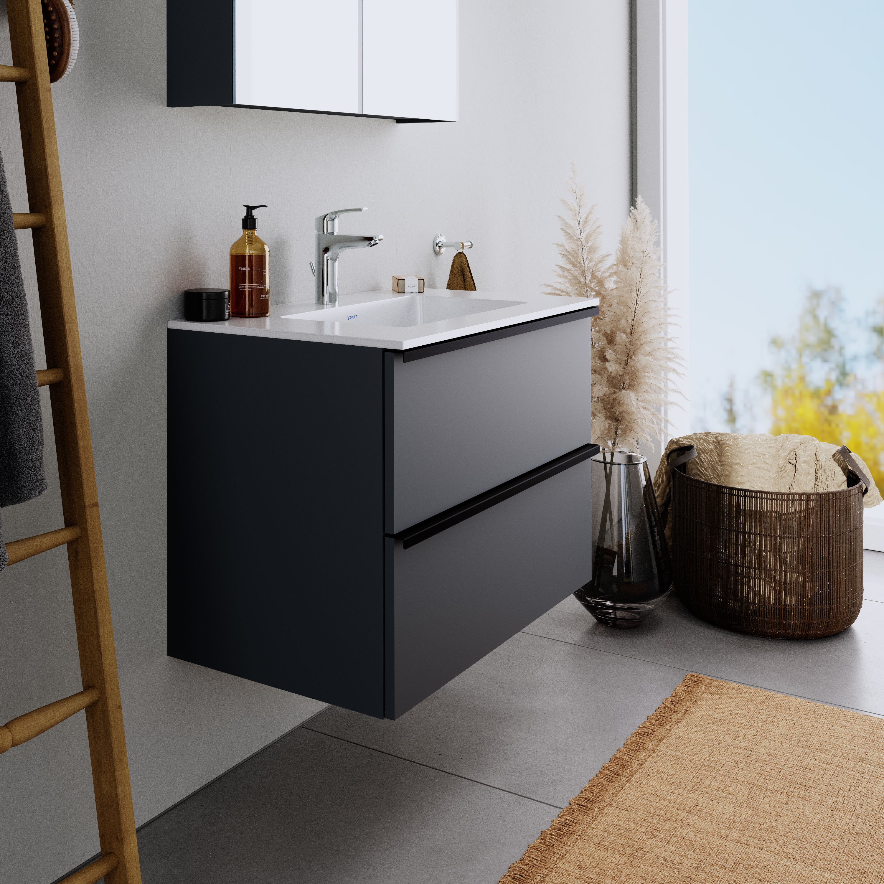 Duravit DuraPoint Badmöbel-Set mit Griffleiste, inkl. Waschtisch aus Mineralguss, 80 cm – Farbe wählbar