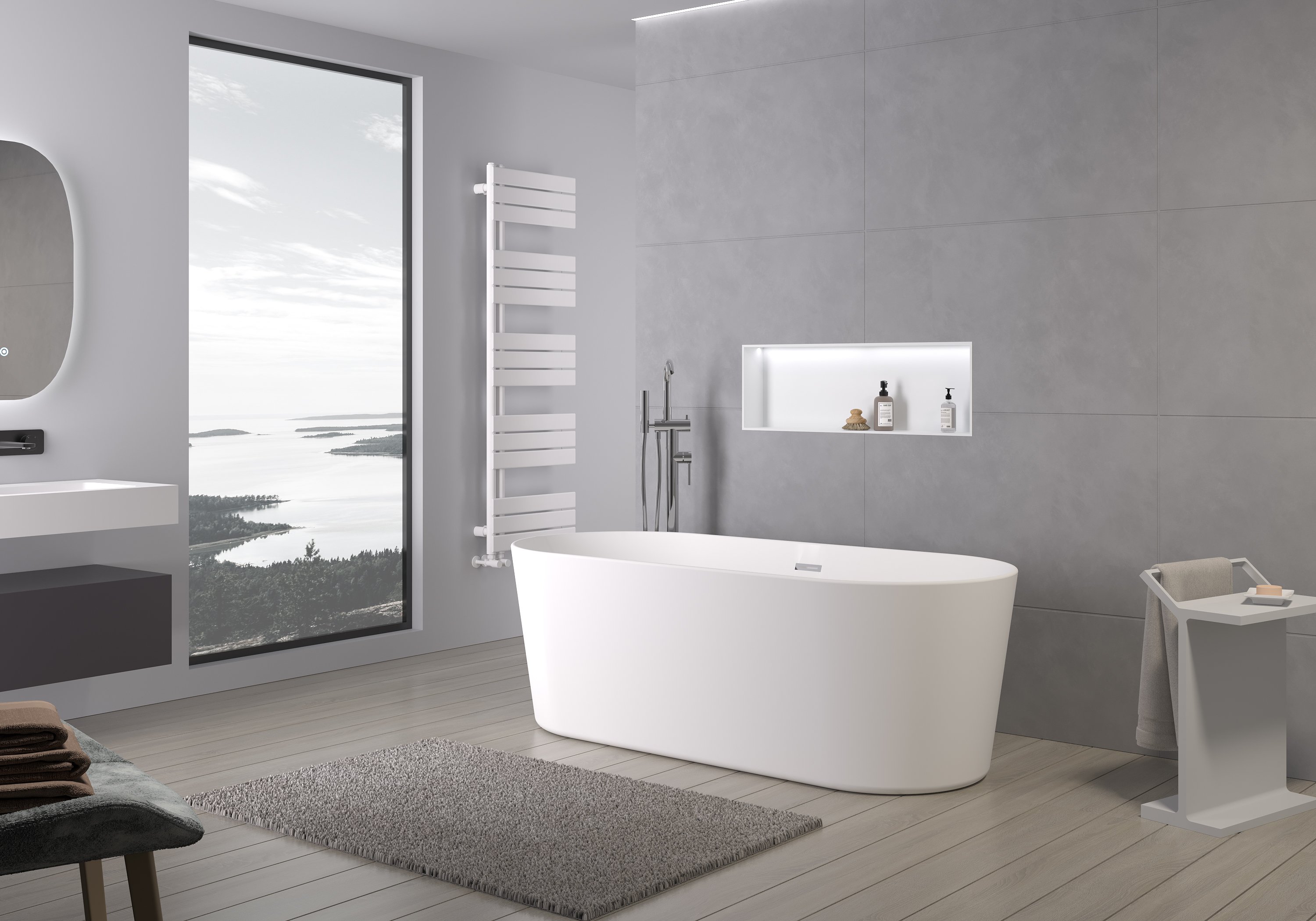 Freistehende Badewanne MIO 2.0 Acryl Weiß - 170 x 75 x 58 cm - Standarmatur wählbar