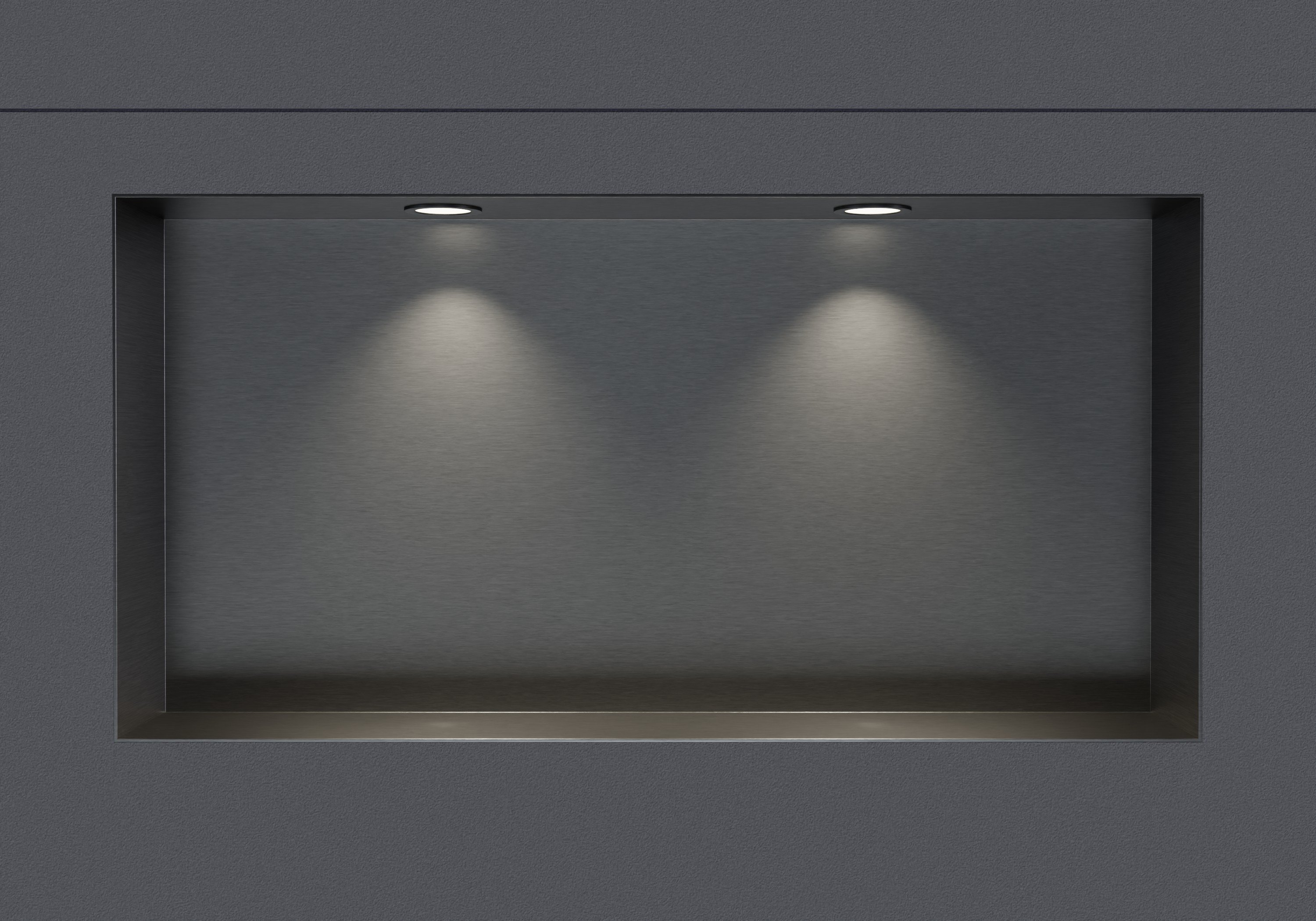 Wandnische aus Edelstahl NT306010X randlos mit LED-Spot - 30 x 60 x 10 cm (H x B x T) - Farbe wählbar