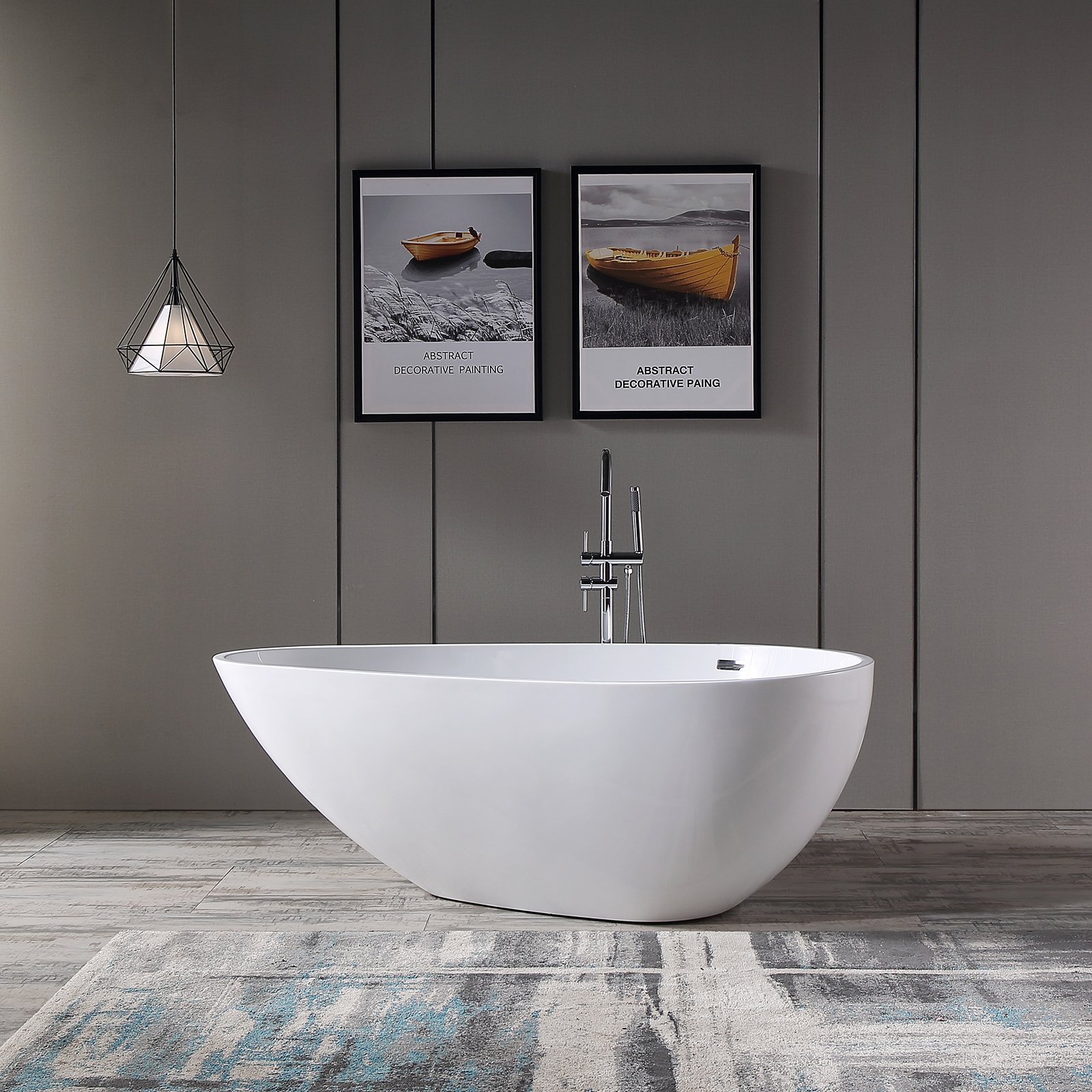 Freistehende Badewanne VENETO Acryl - 180 x 110 x 60 cm - Weiß oder Schwarz/Weiß - Glänzend - Standarmatur wählbar