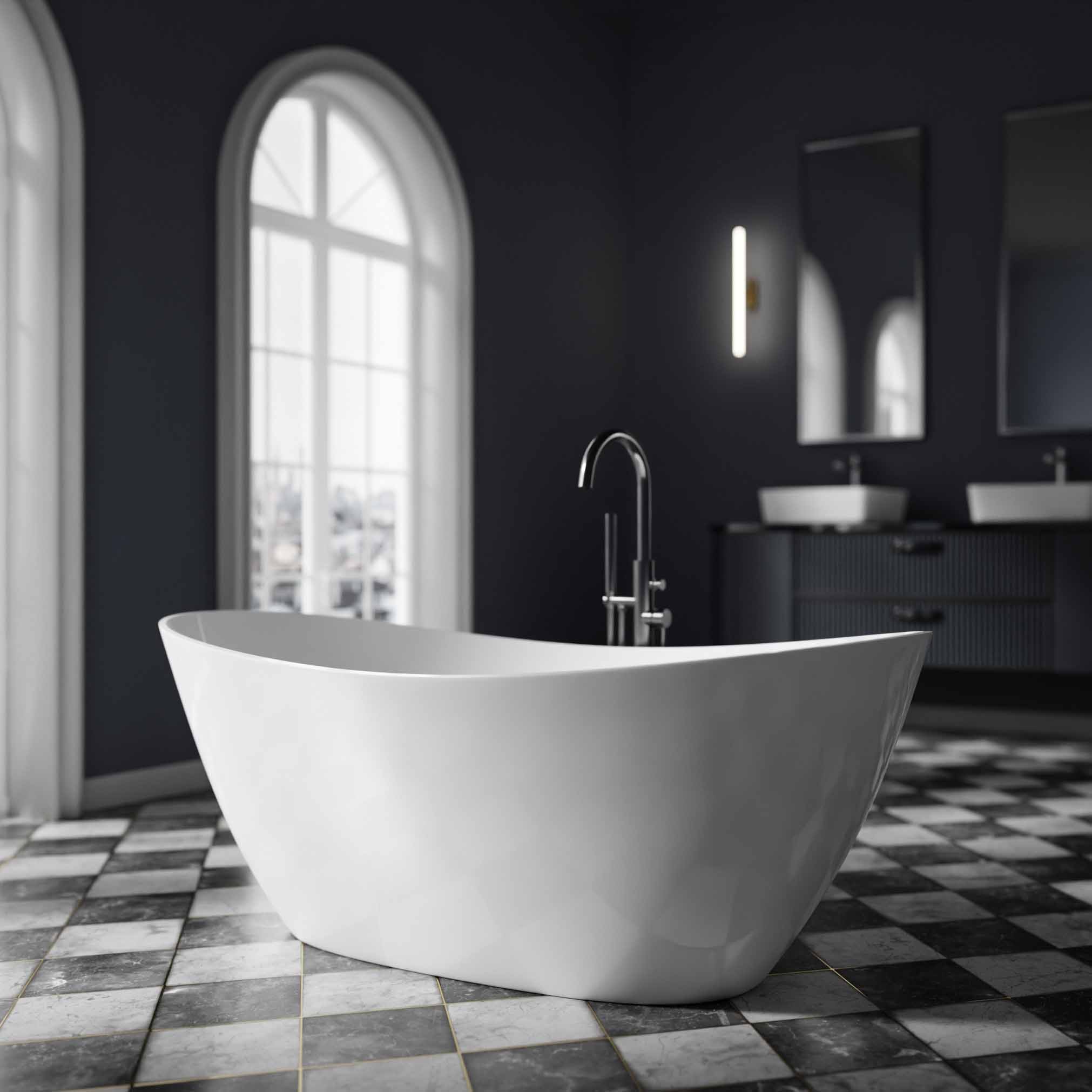Freistehende Badewanne BELLAGIO 2.0 Acryl - Größe wählbar - in Weiß matt & Weiß glänzend wählbar
