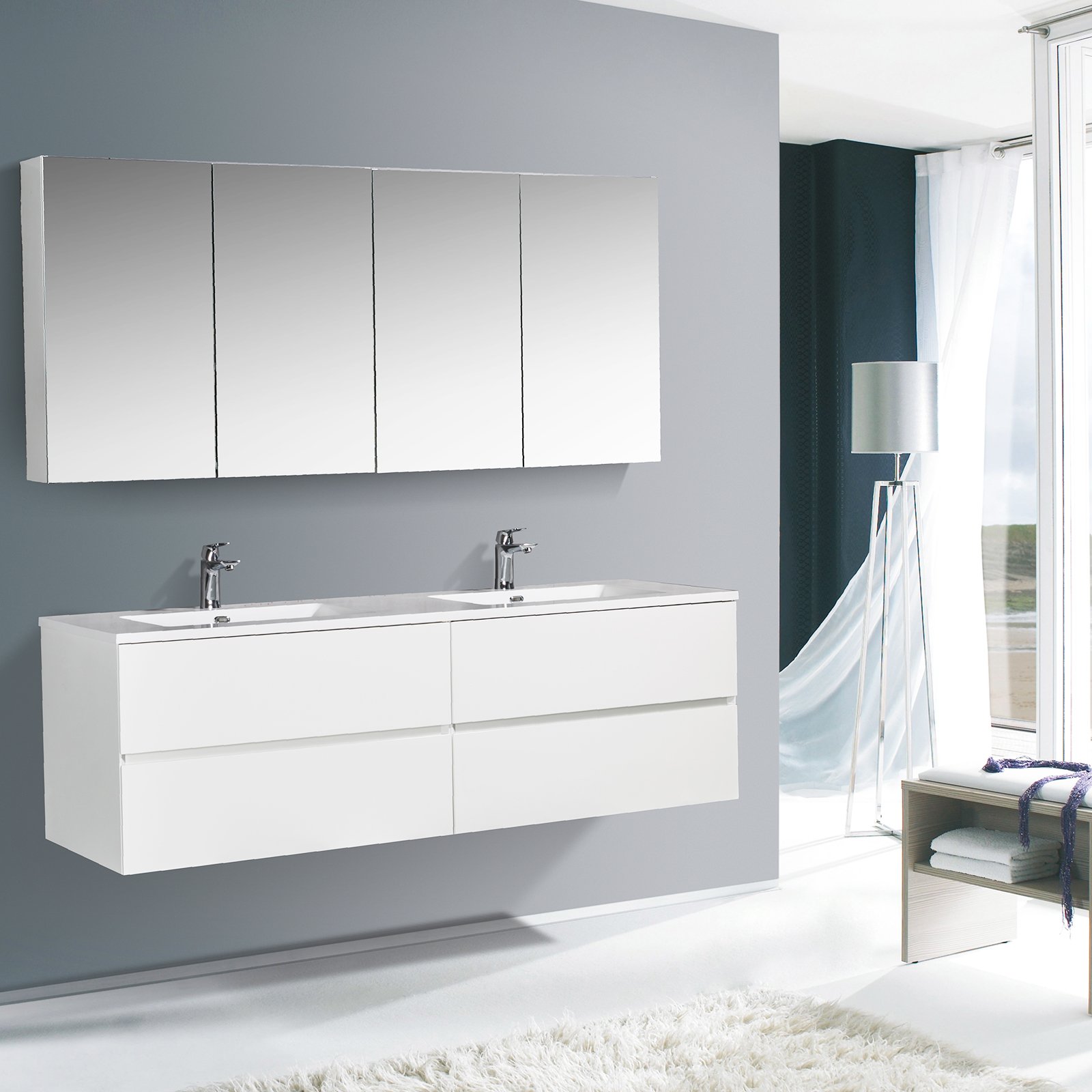 Badmöbel-Set EDGE 1700 mit Waschbecken - Farbe wählbar