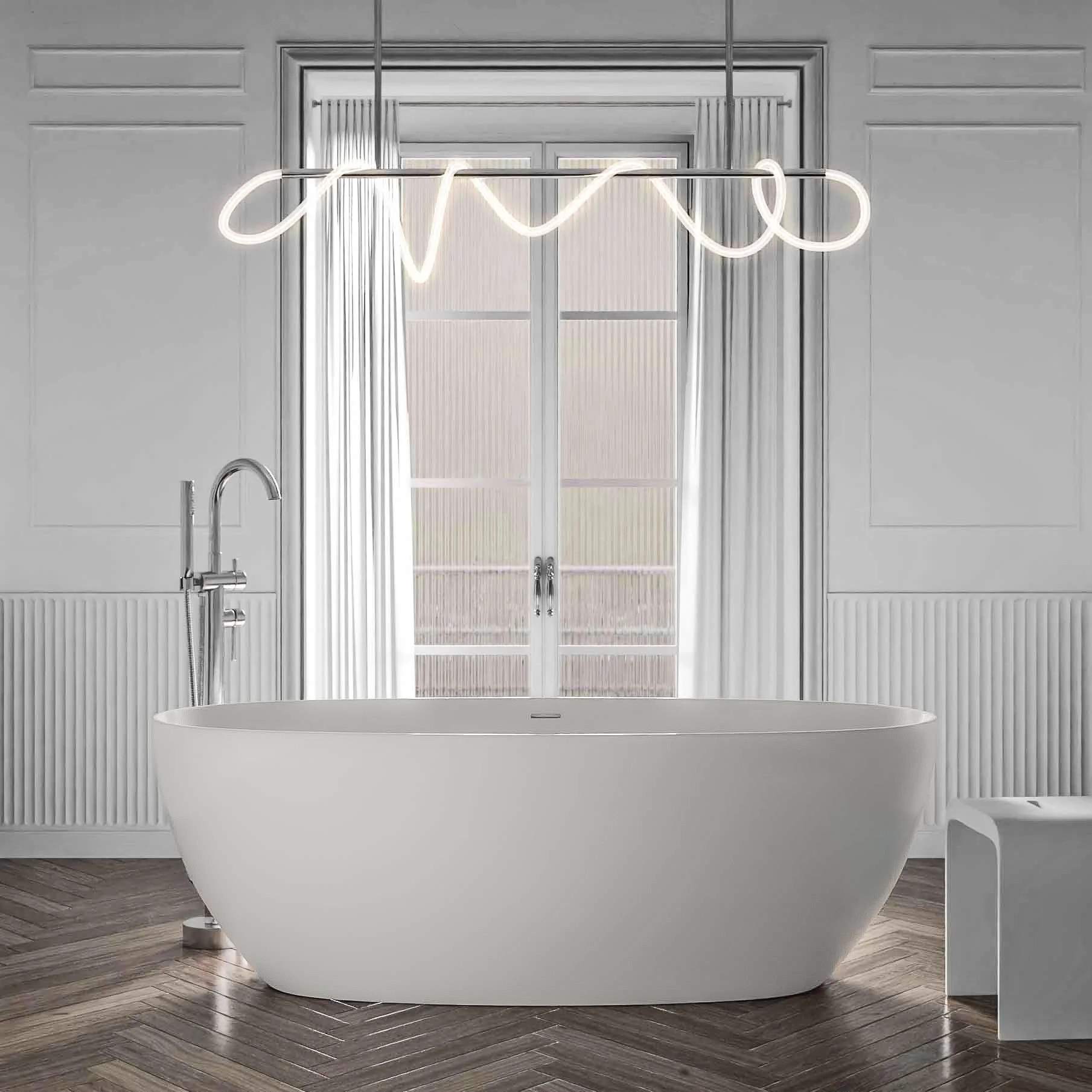 Freistehende Badewanne BELAQUA Acryl Weiß matt - Größe wählbar