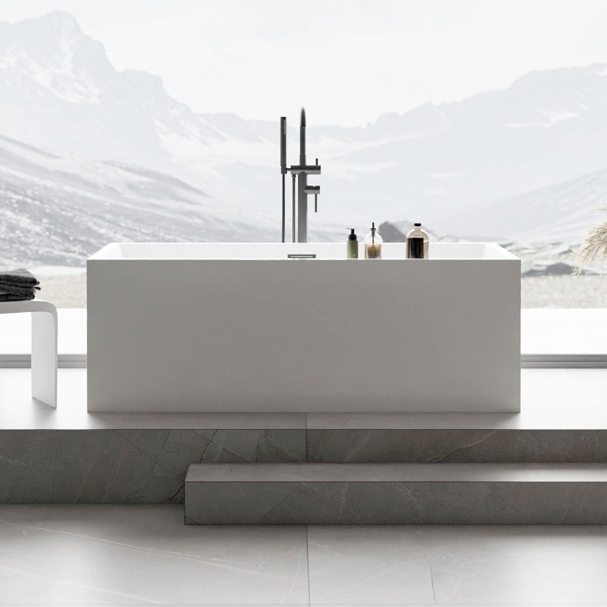 Freistehende Badewanne VERONA Acryl - 170 x 80 x 60 cm - Weiß - Standarmatur wählbar