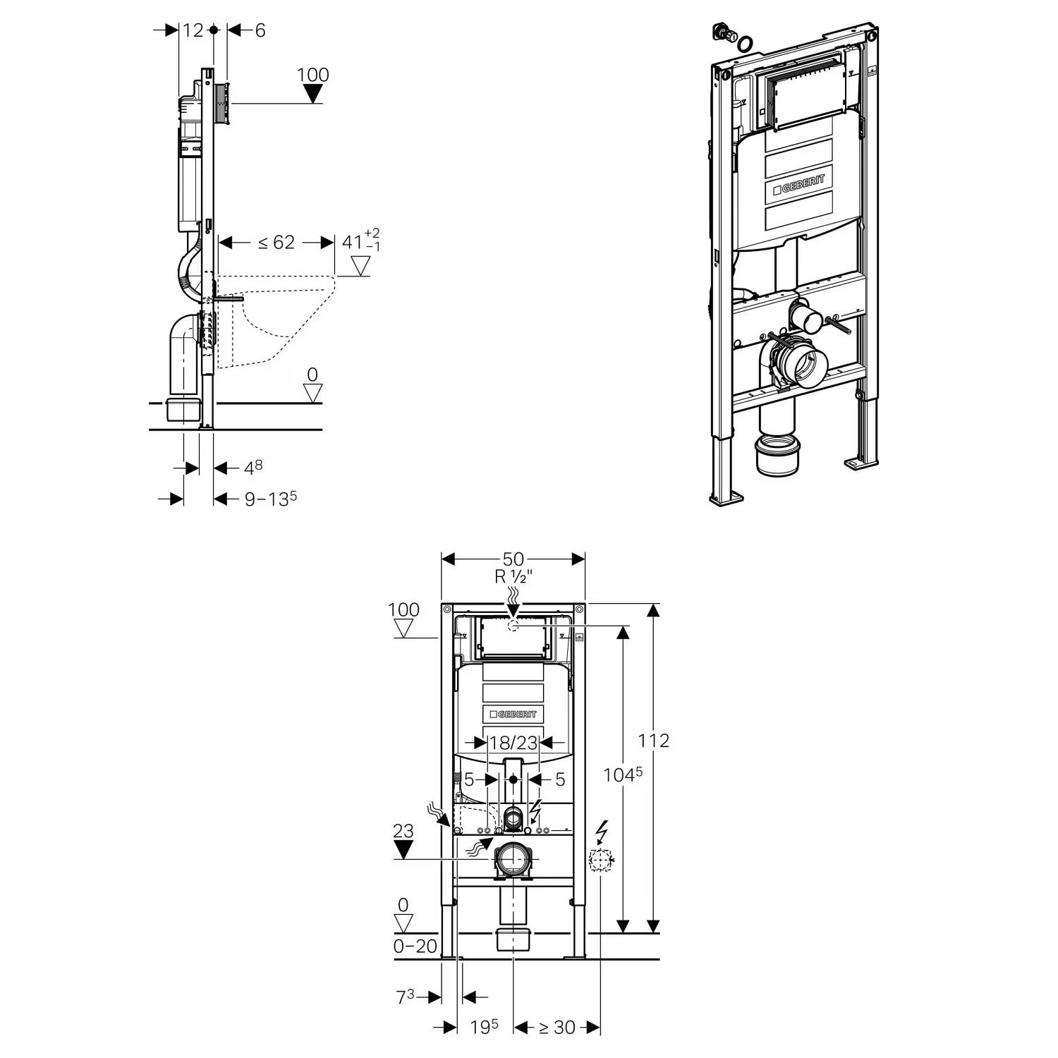 Dusch WC Komplettset Basic 1104 mit Geberit Duofix Vorwandelement