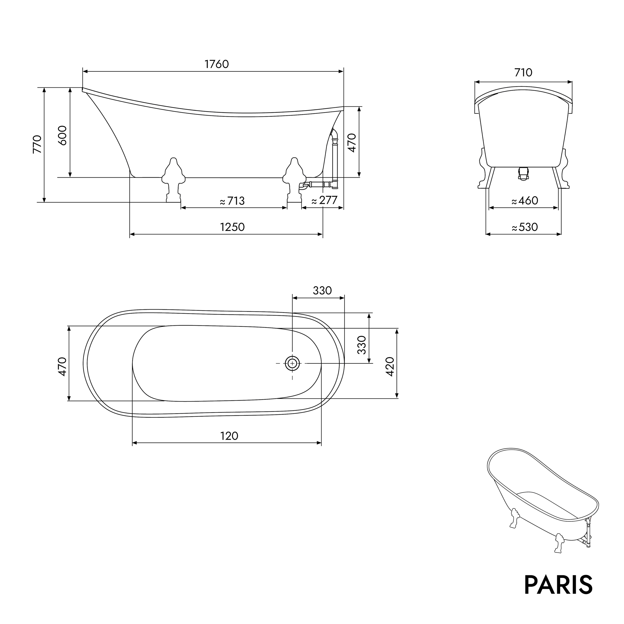 Freistehende Badewanne PARIS