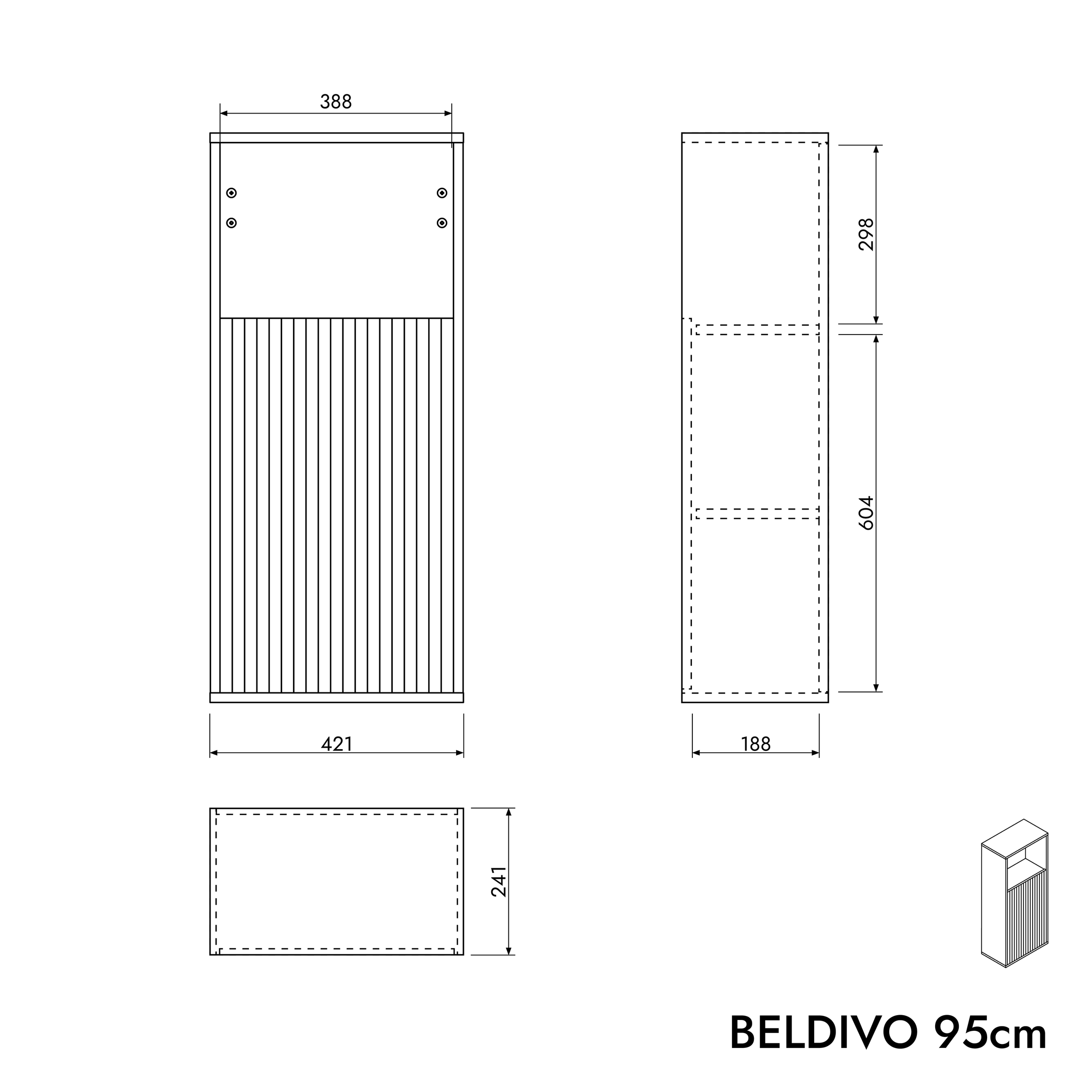 Badmöbel Set BELDIVO 60 cm mit Waschbecken