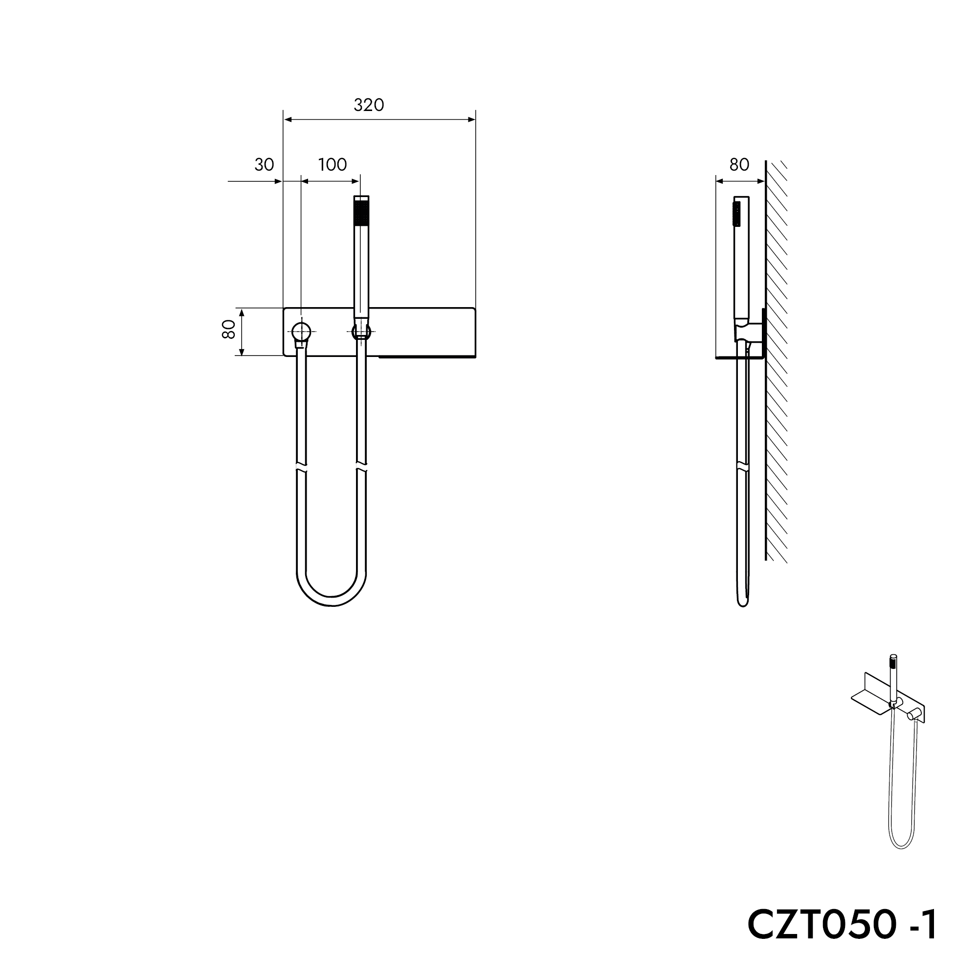 Wandanschlussbogen CZT050-1 mit Brausehalterung