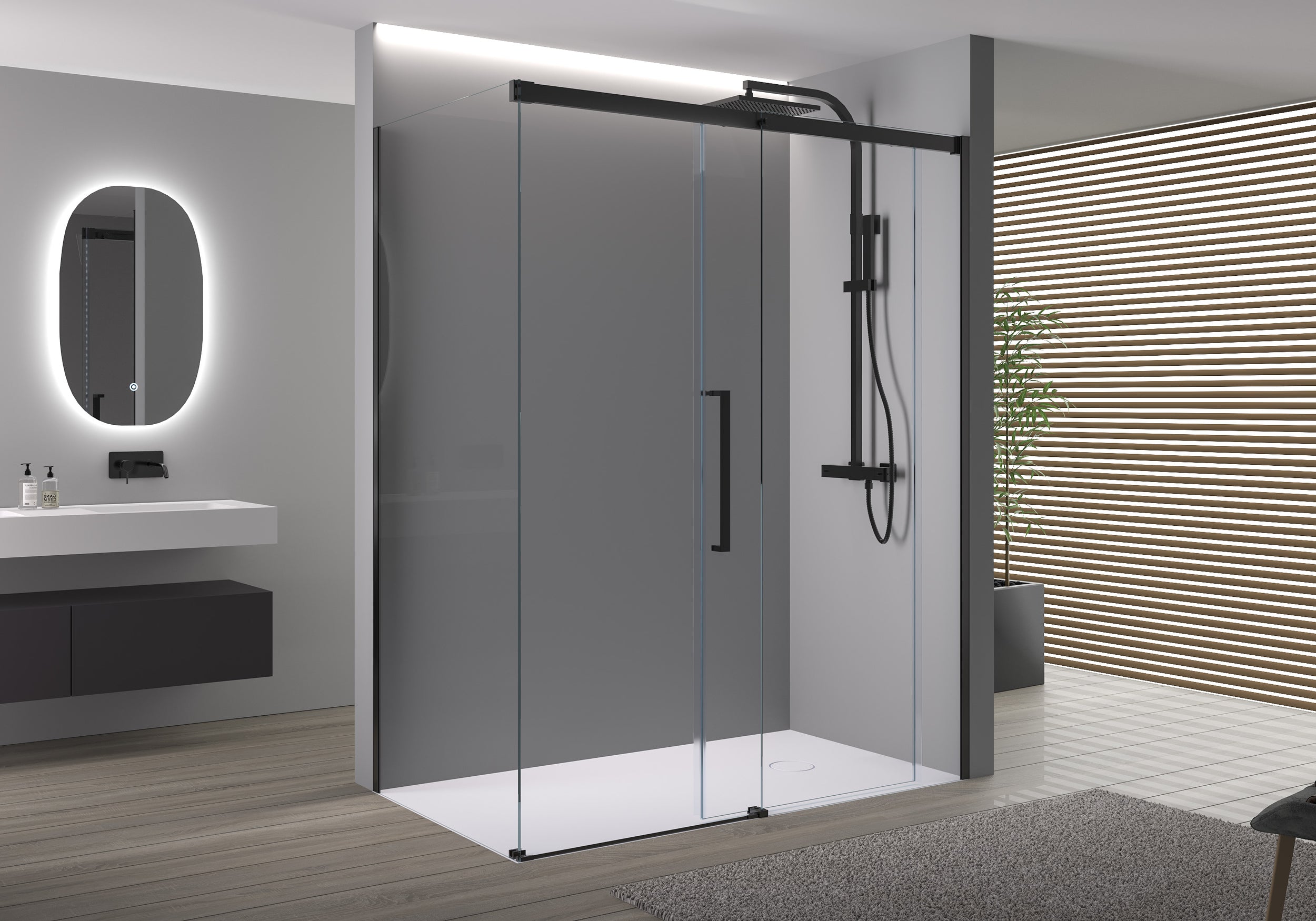 Eckdusche mit Schiebetür Soft-Close DX906 FLEX