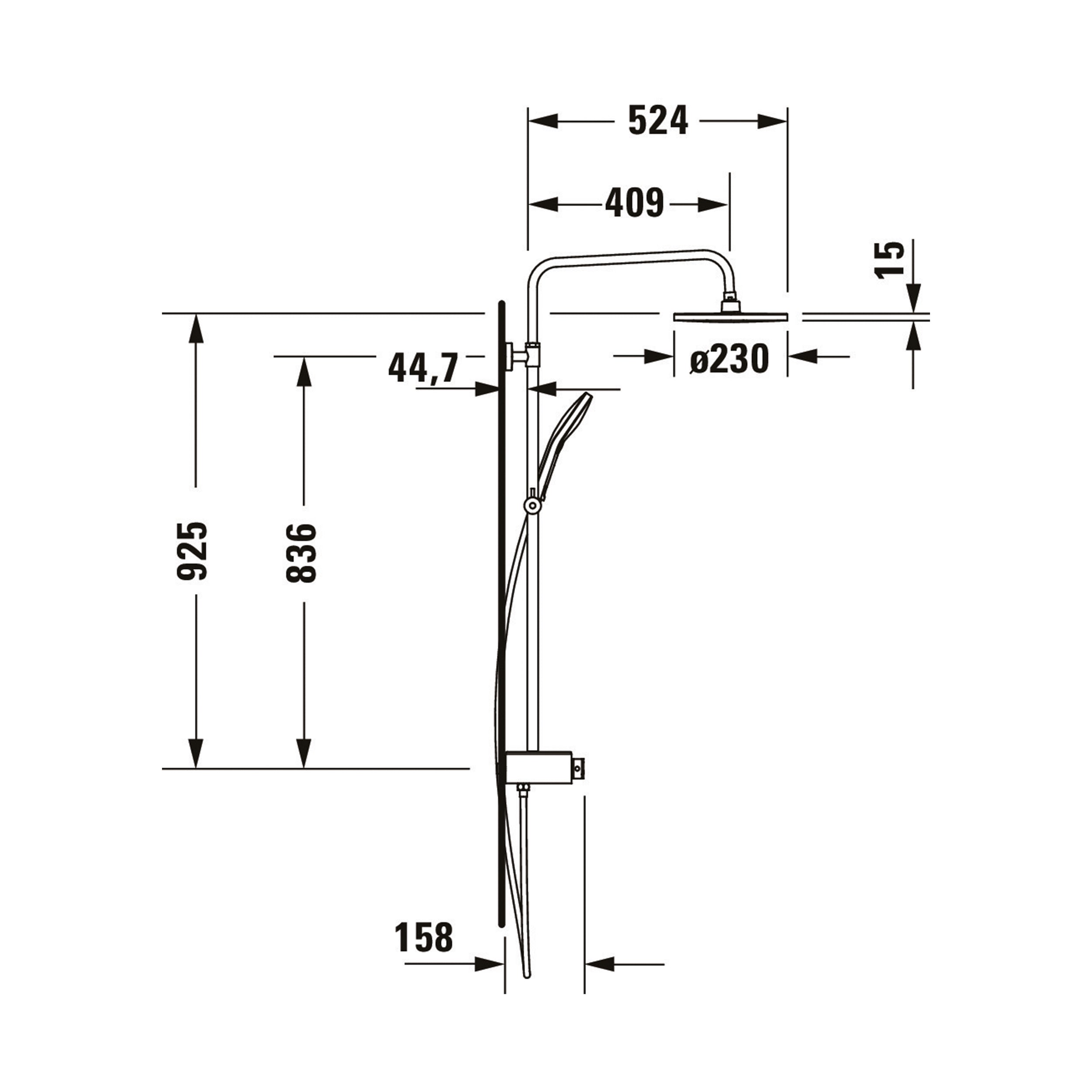 Duravit Shower System mit Thermostat und Glasablage