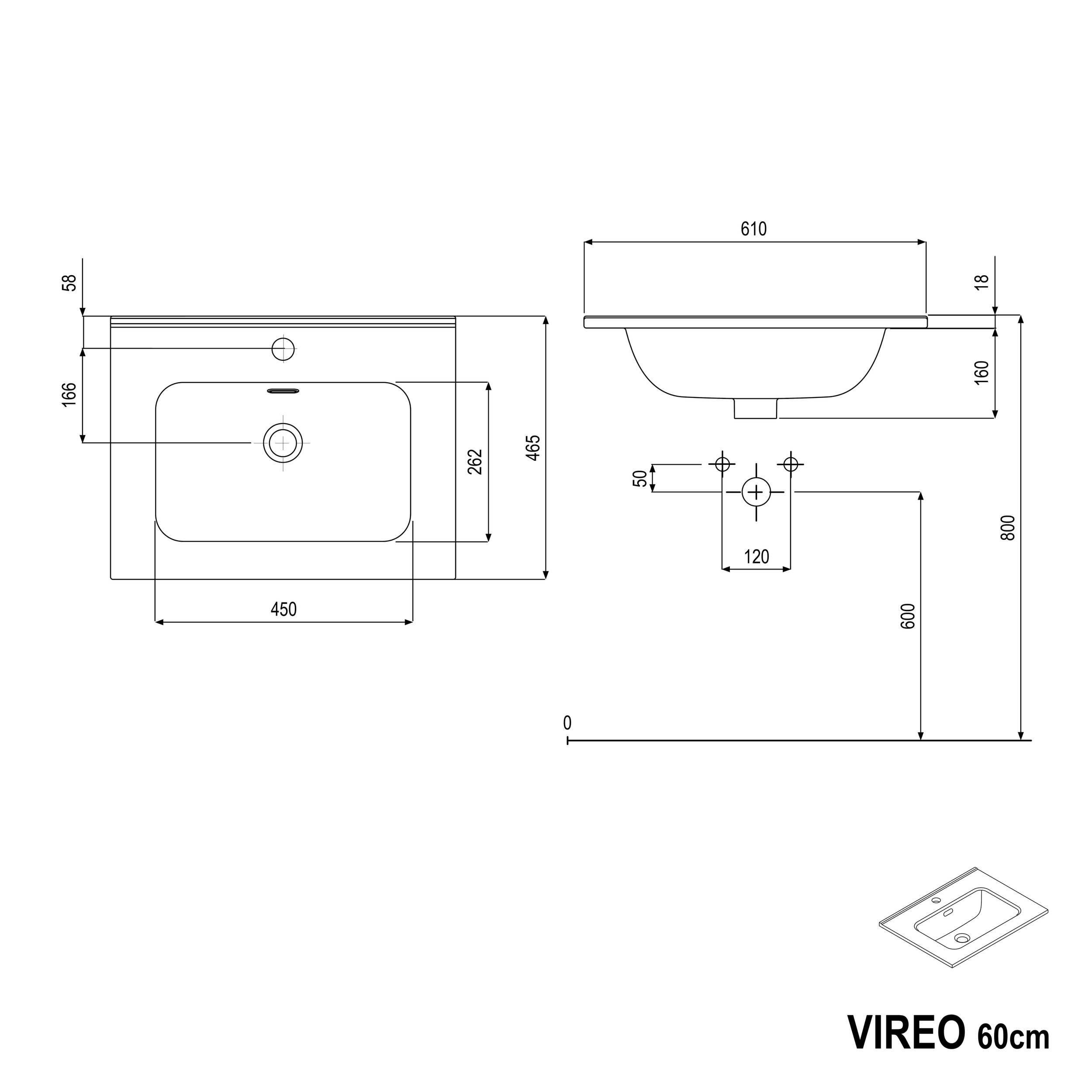 Badmöbel Set VIREO 60 cm mit Waschbecken