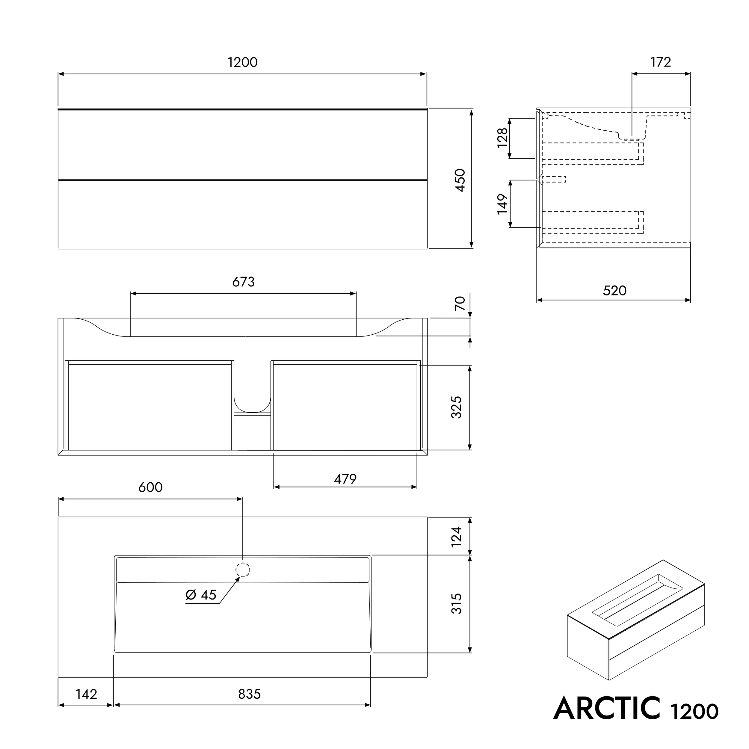 Waschtischunterschrank ARCTIC 1200