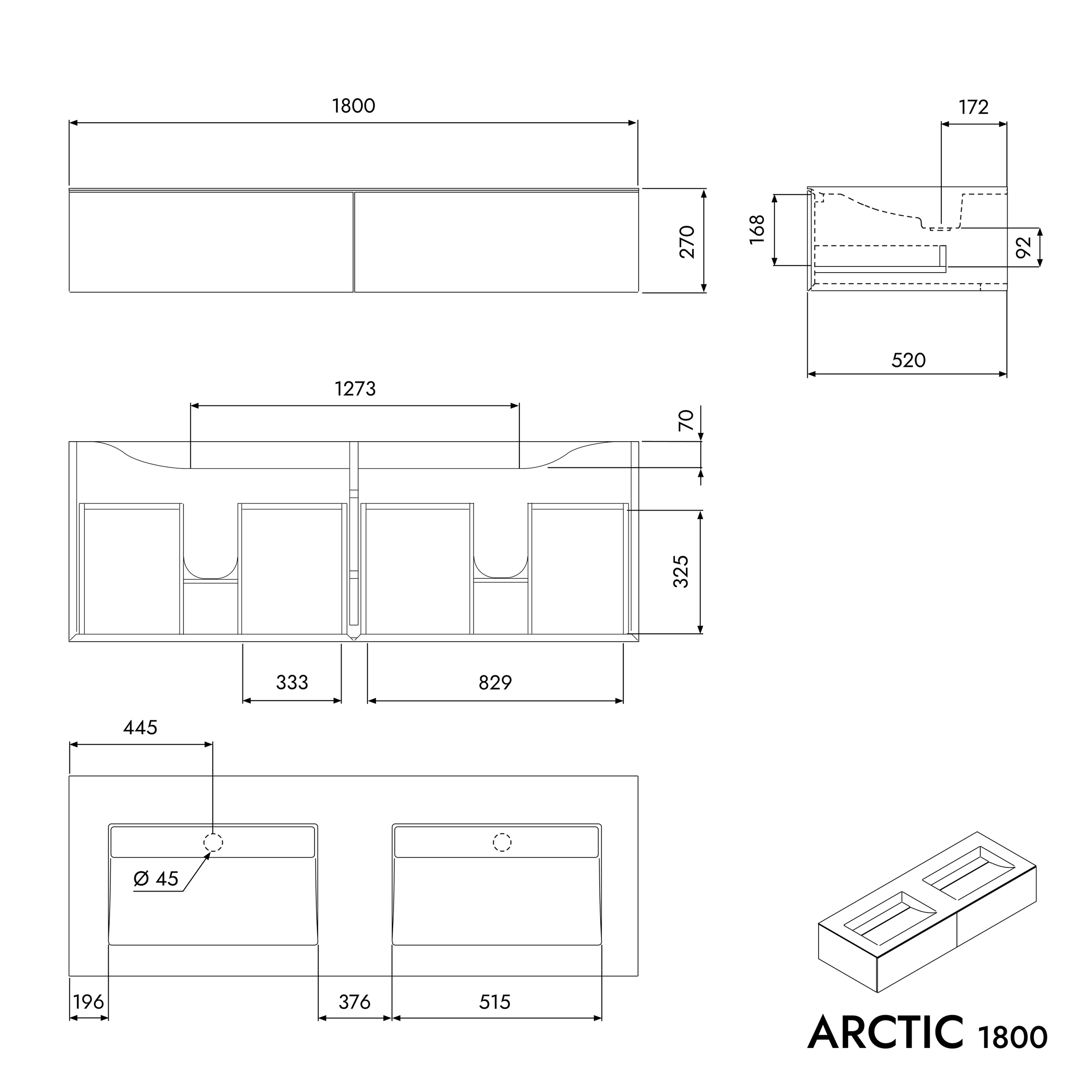 Waschtischunterschrank ARCTIC 1800
