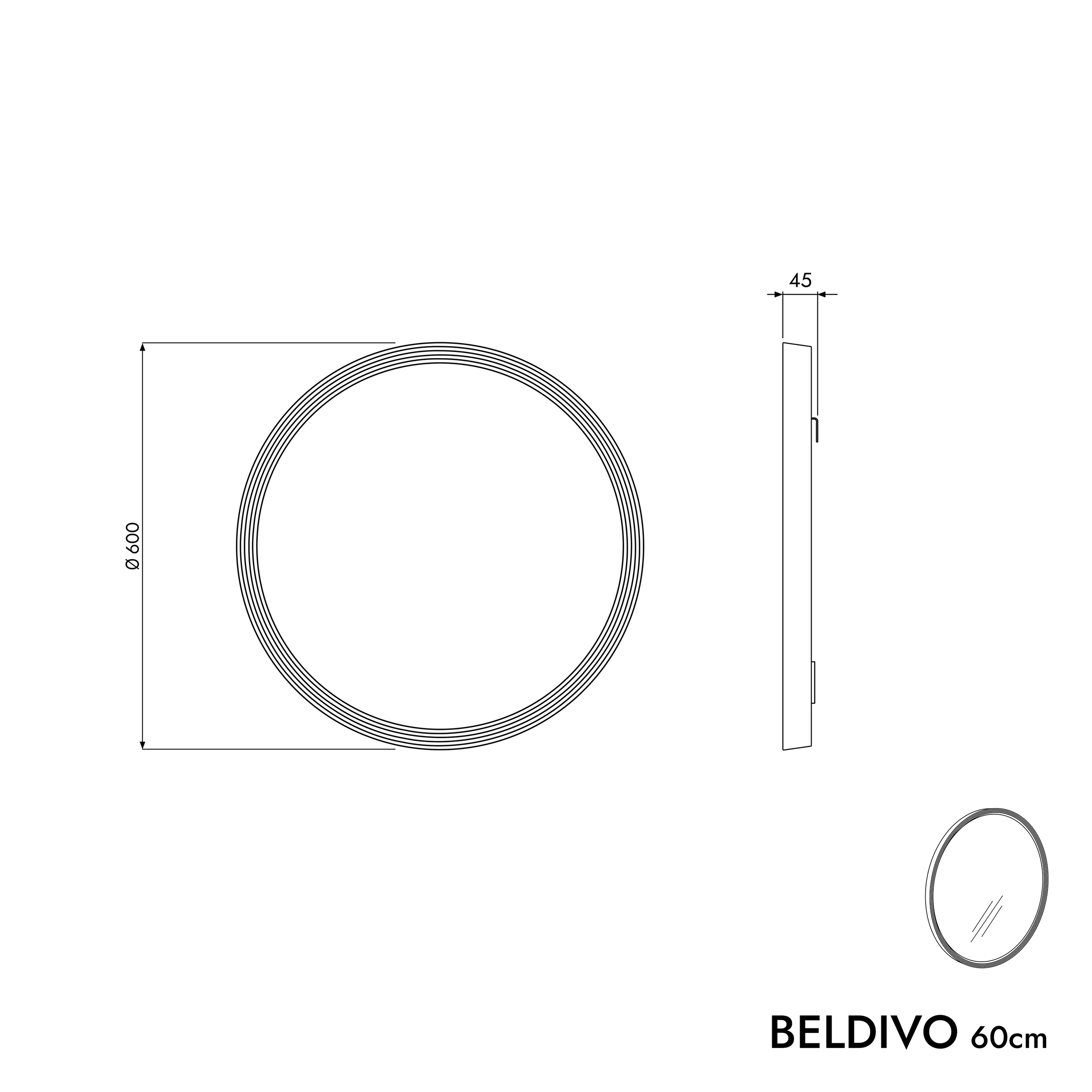 Badmöbel Set BELDIVO 60 cm mit Waschbecken