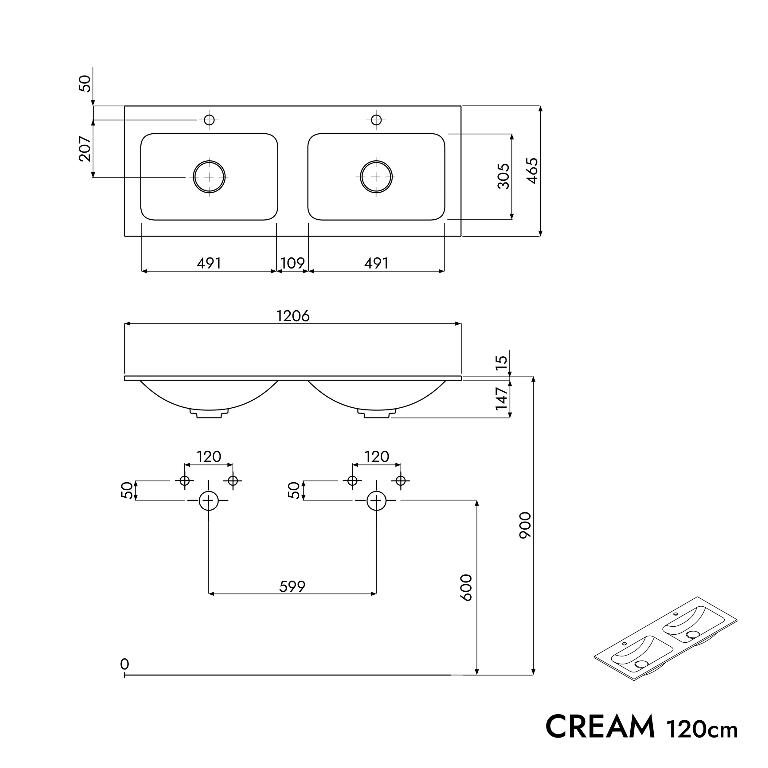 Unterschrank LAVOA 120 cm