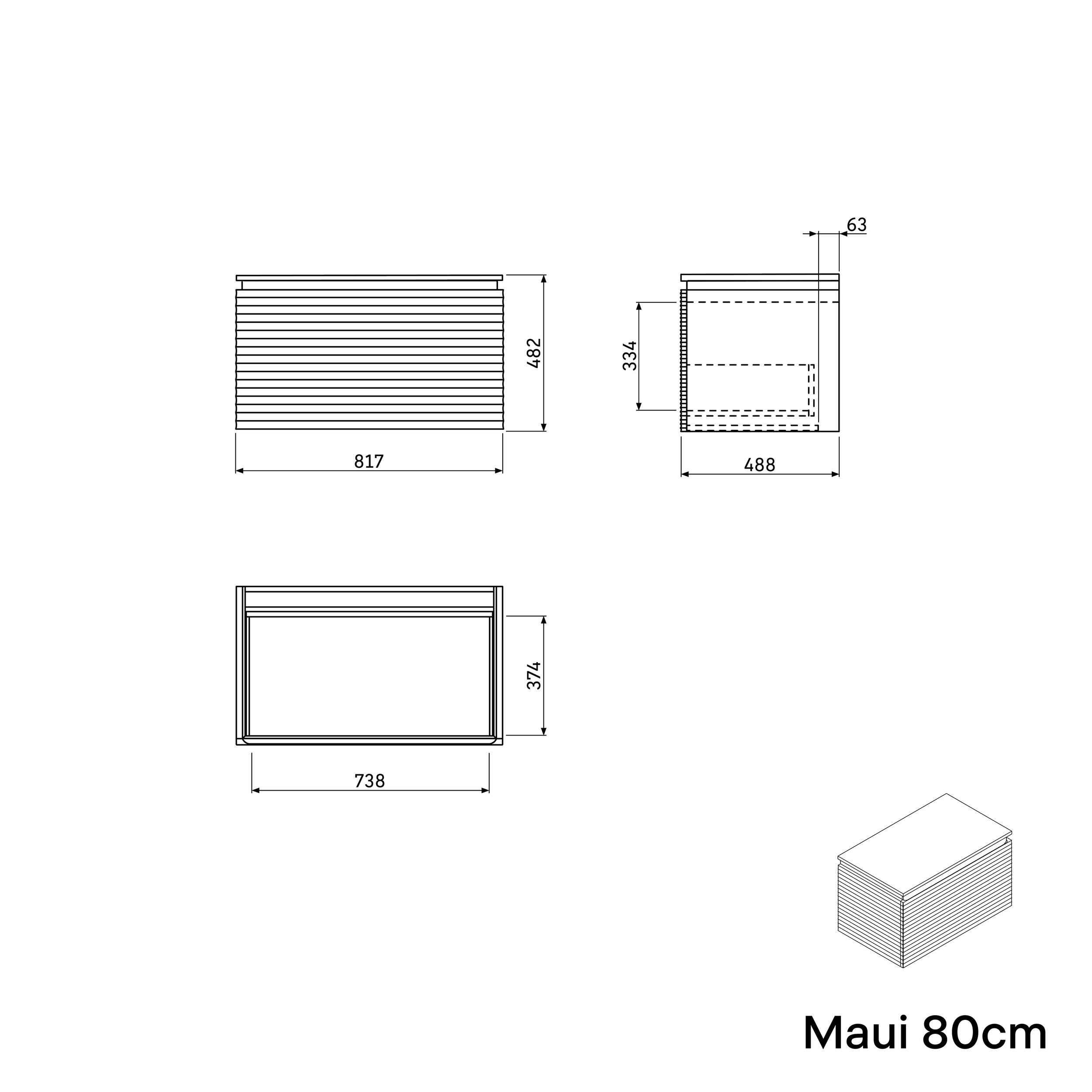Waschbeckenunterschrank MAUI 80 cm