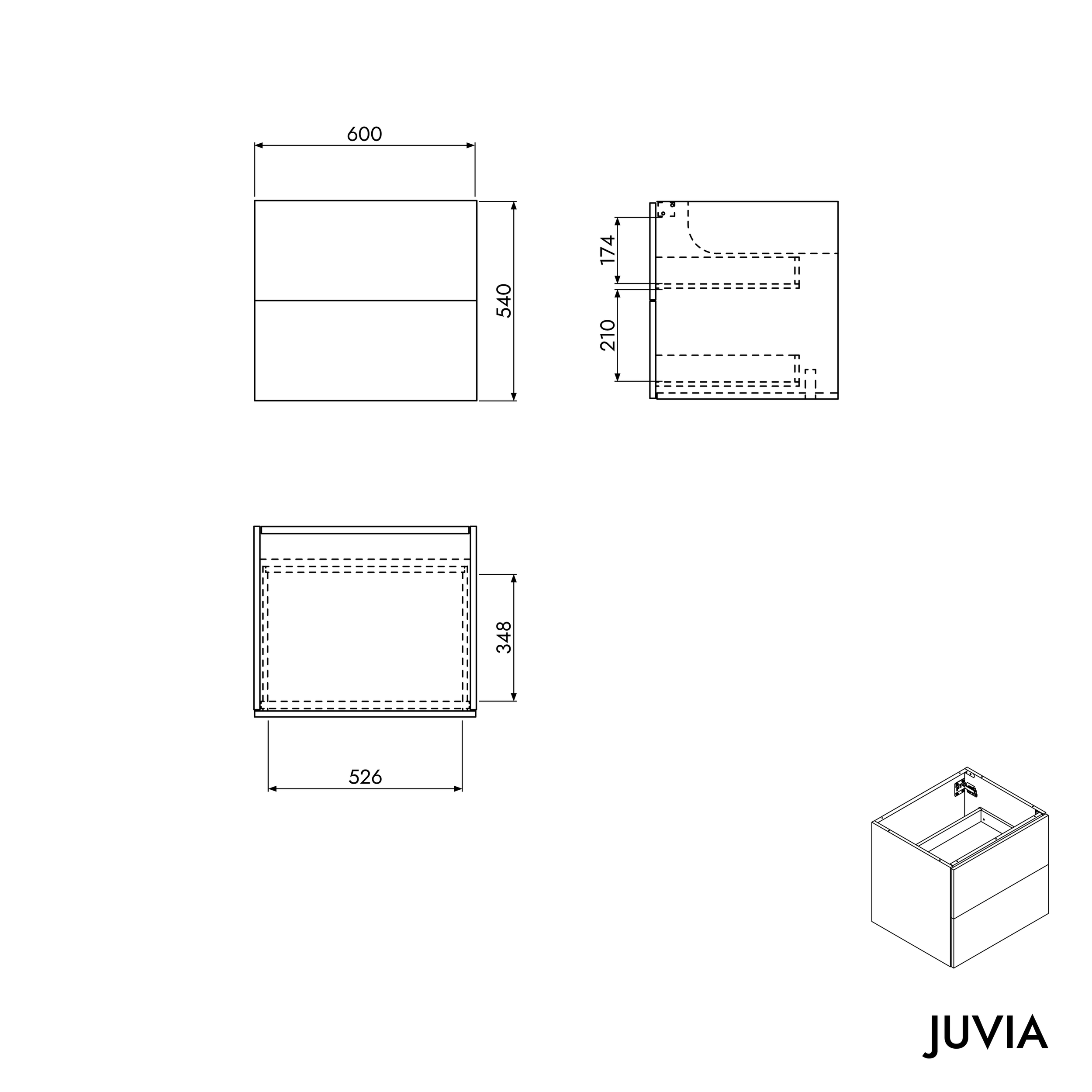 Waschbeckenunterschrank JUVIA Shift 120 cm bis 160 cm