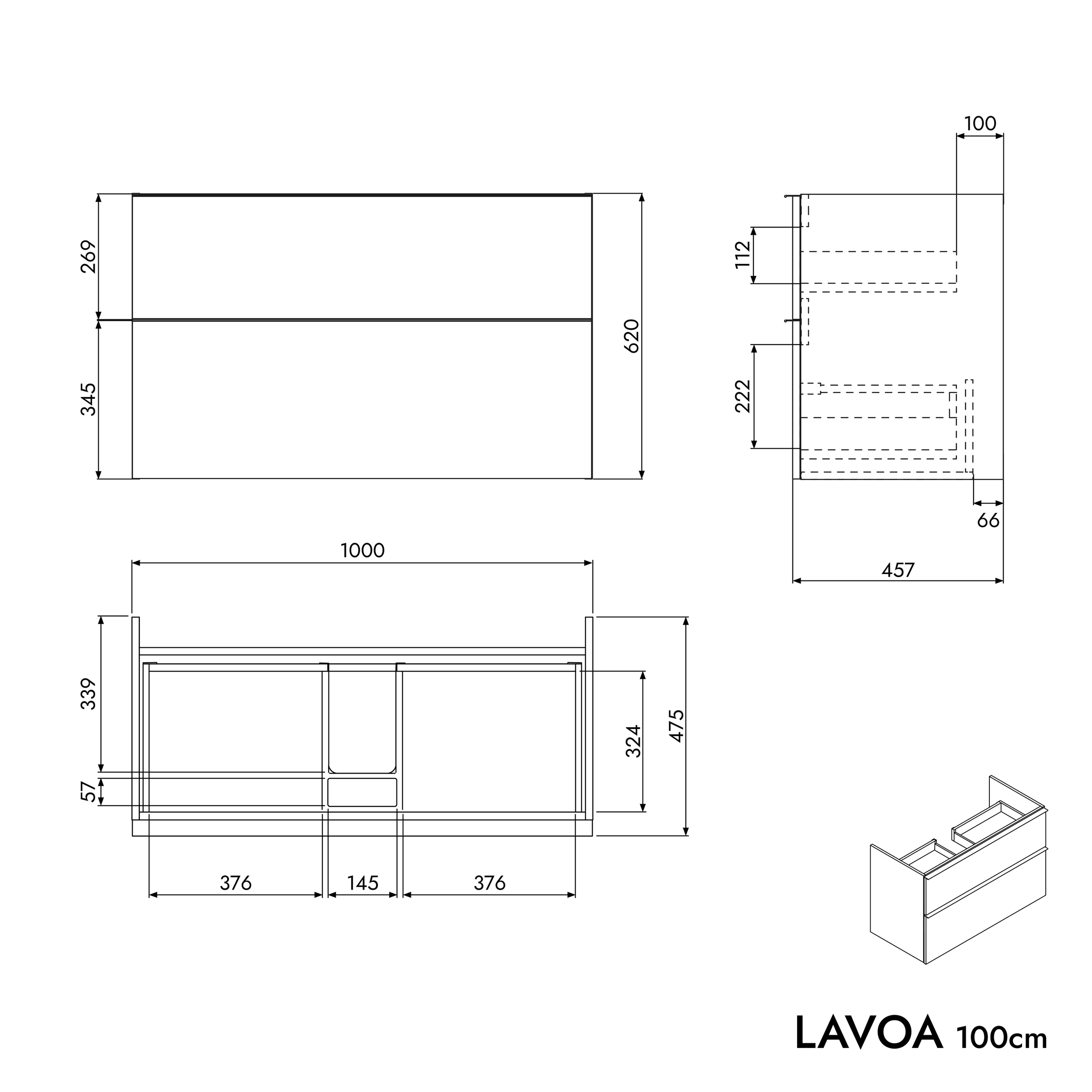 Unterschrank LAVOA 100 cm
