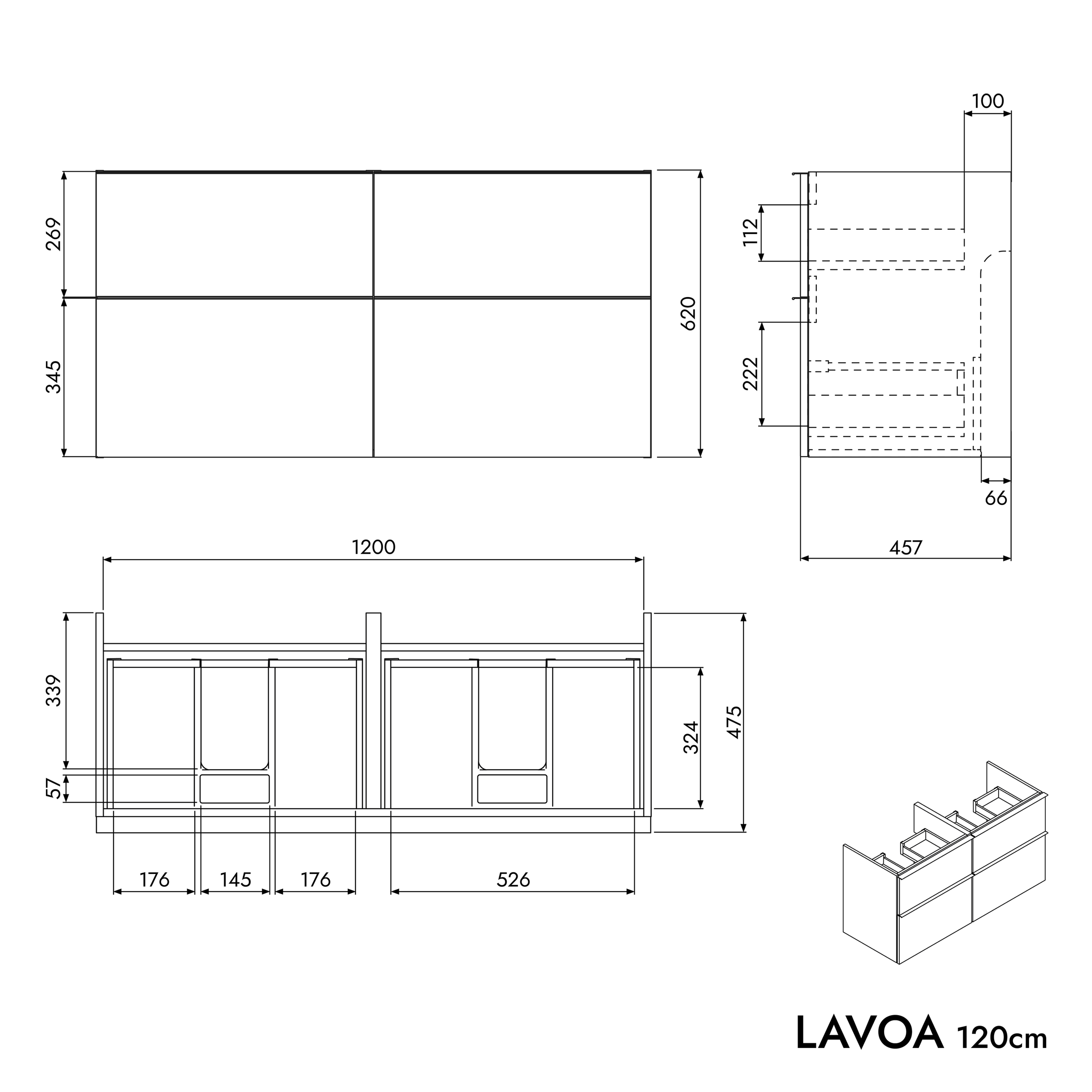 Waschtischunterschrank LAVOA 120 cm