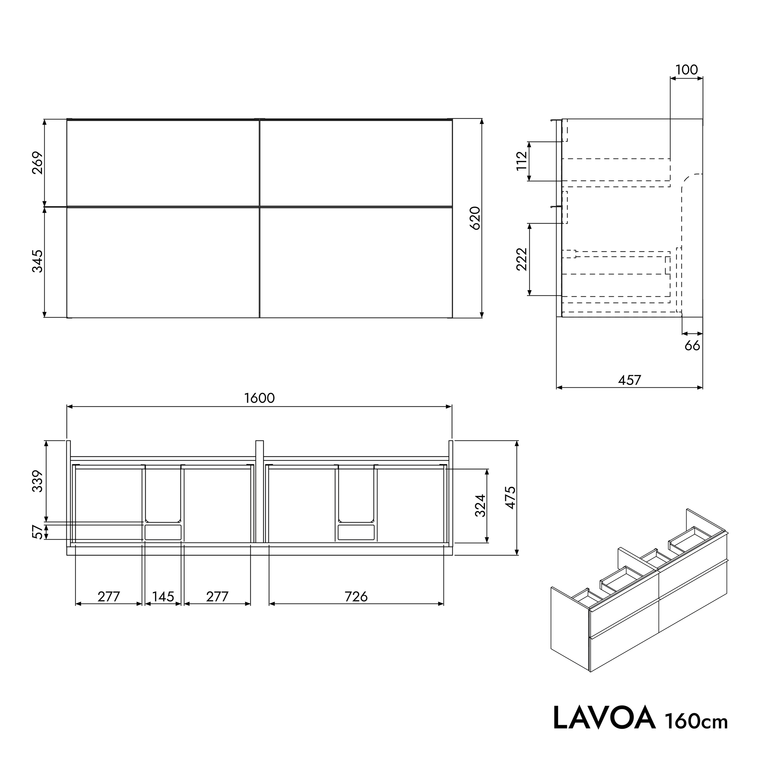 Badmöbel Unterschrank LAVOA 160 cm