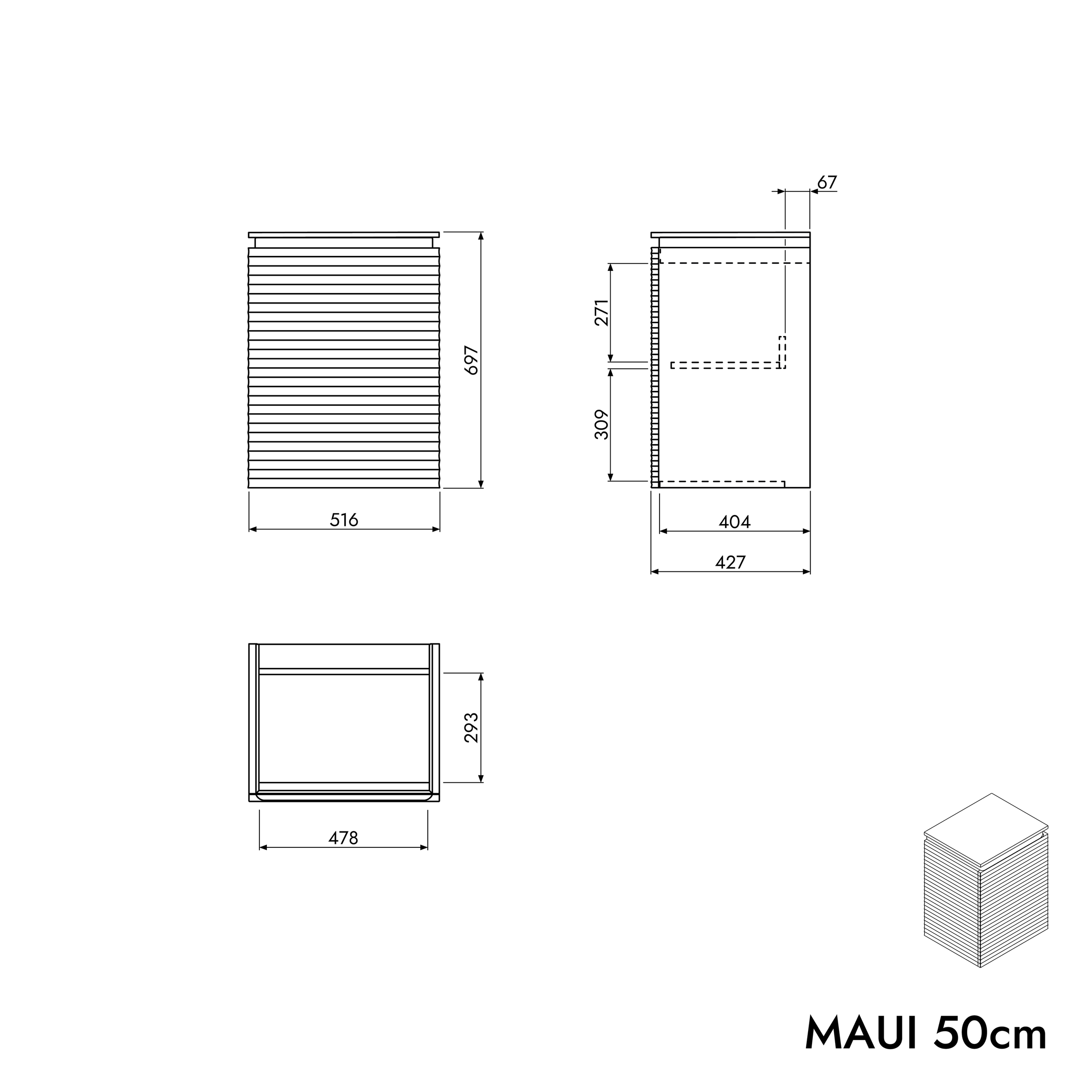 Waschbeckenunterschrank MAUI 50 cm