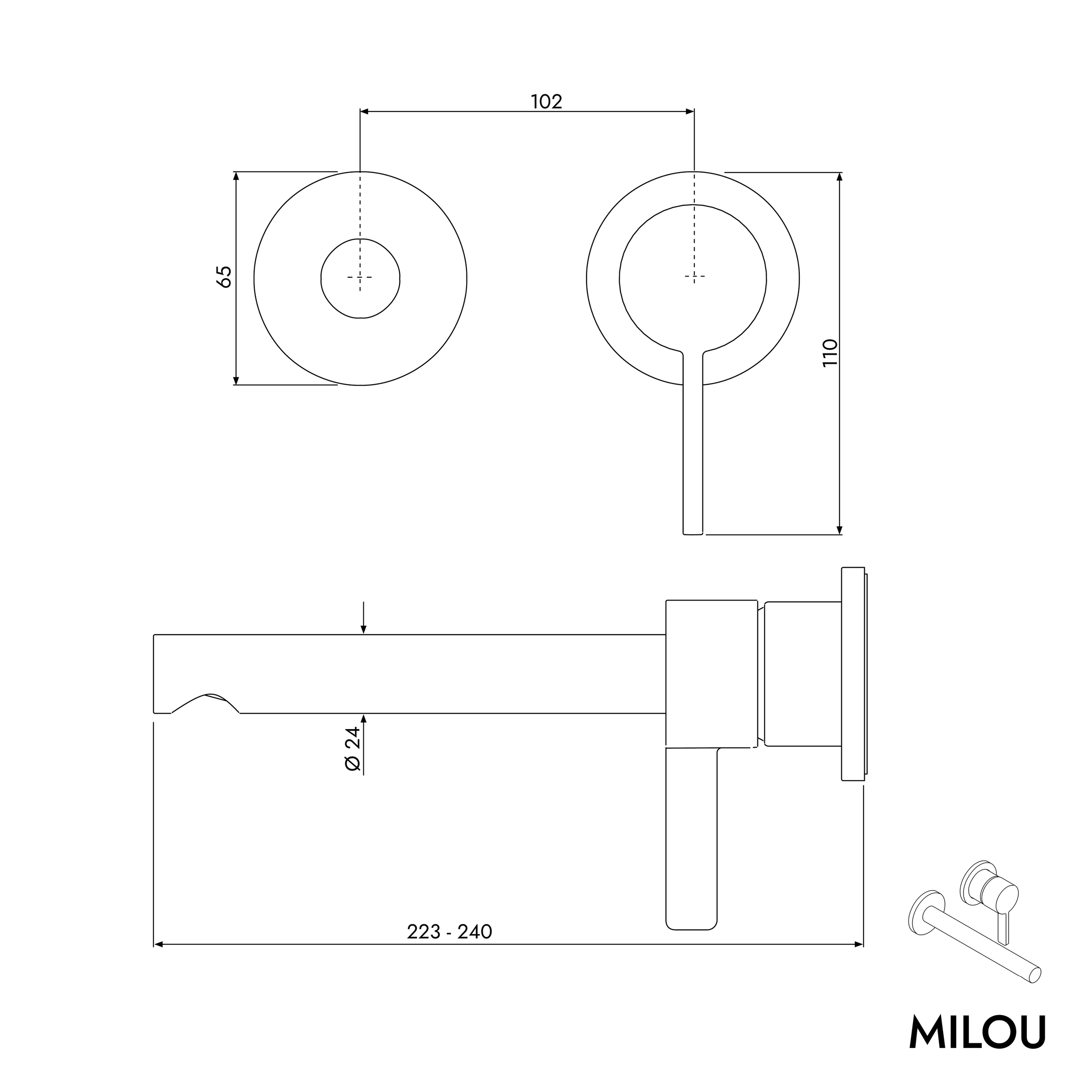 Wand Waschtischarmatur MILOU