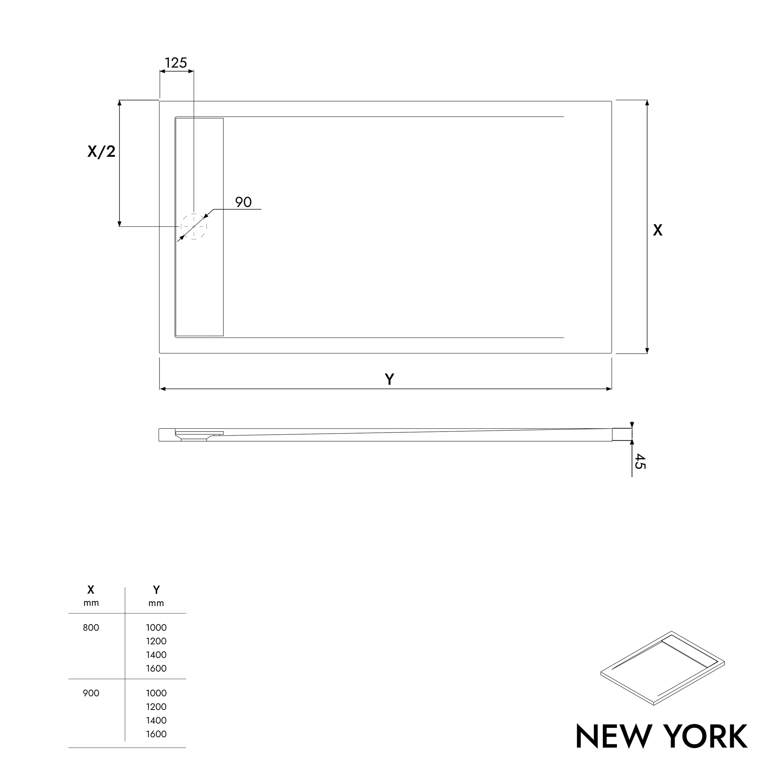 Duschtasse Duschwanne New York