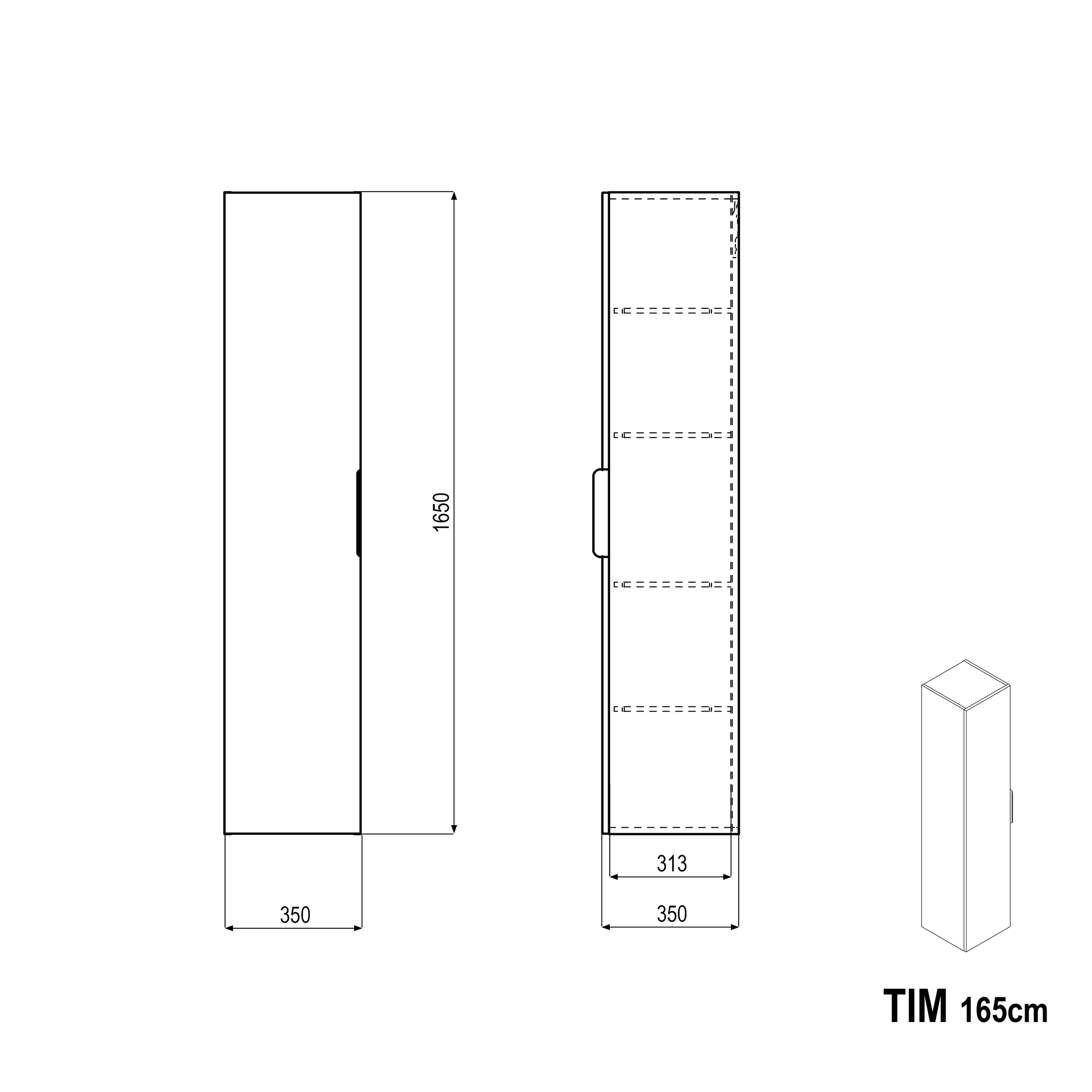 Hochschrank TIM 165 cm