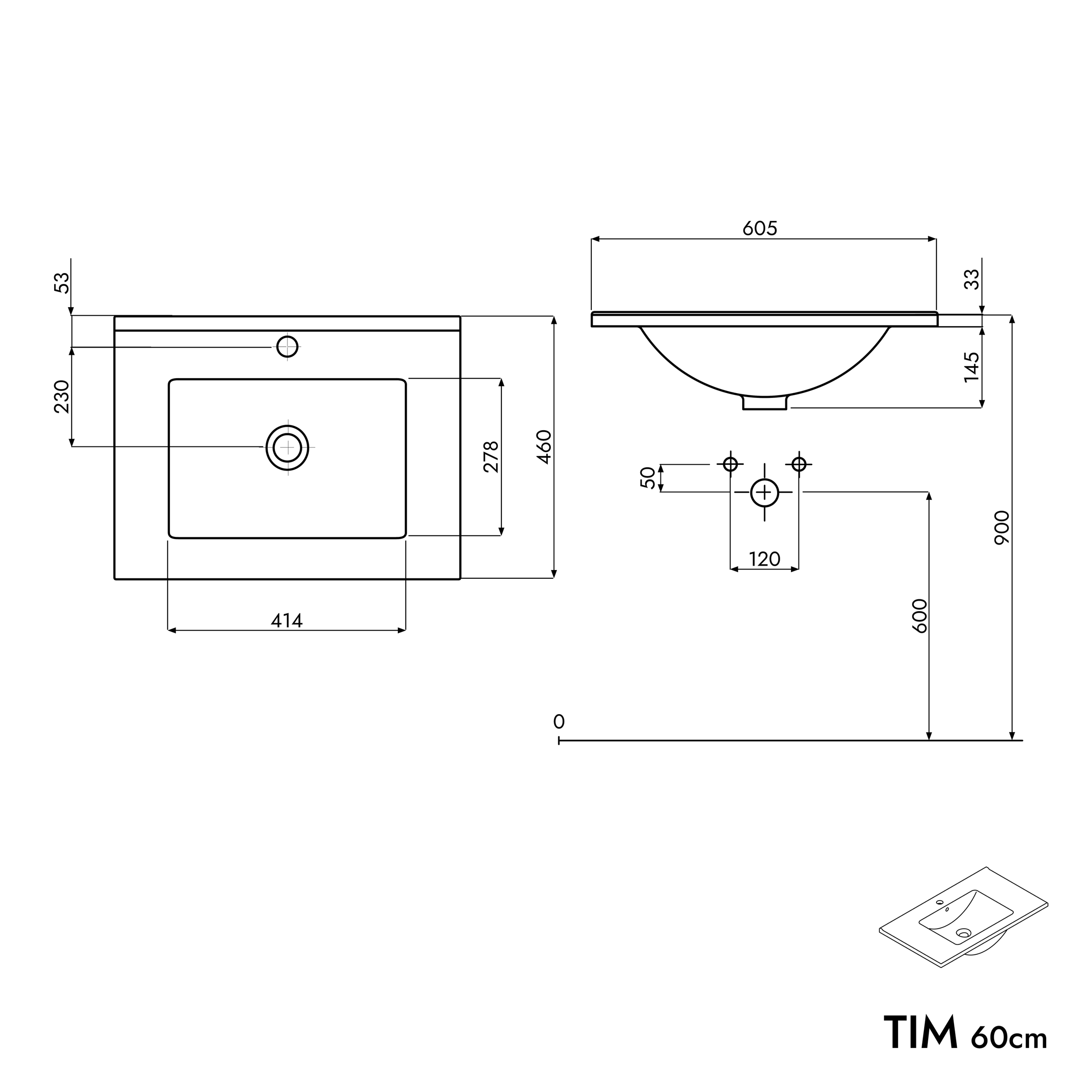Badmöbel Set TIM 60 cm mit Waschbecken