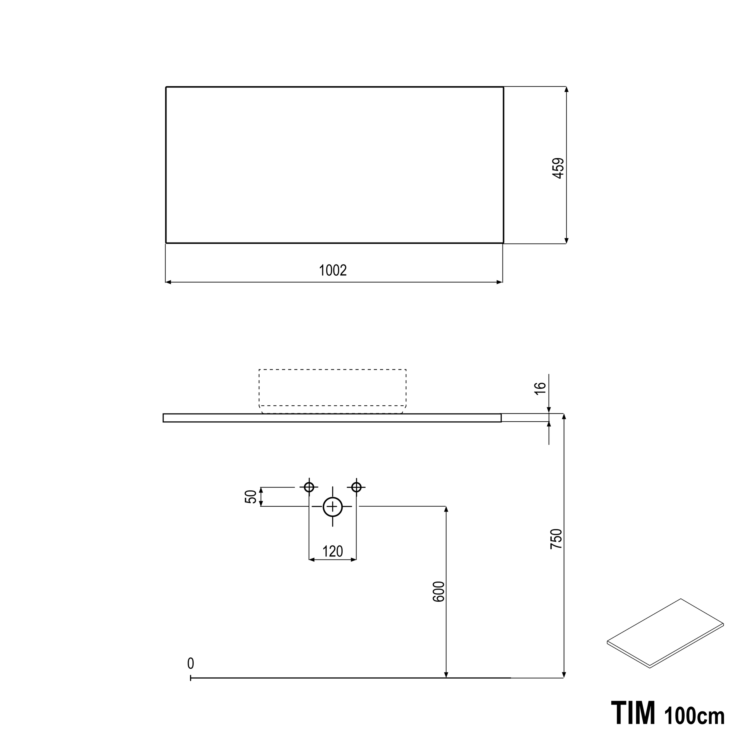 Waschtischunterschrank TIM 100 cm