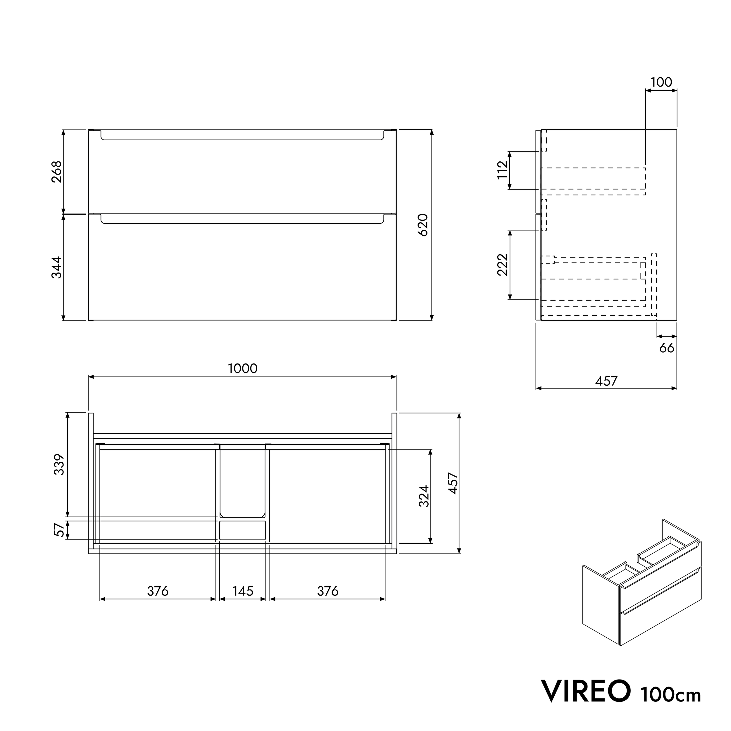 Badmöbel Unterschrank VIREO 100 cm