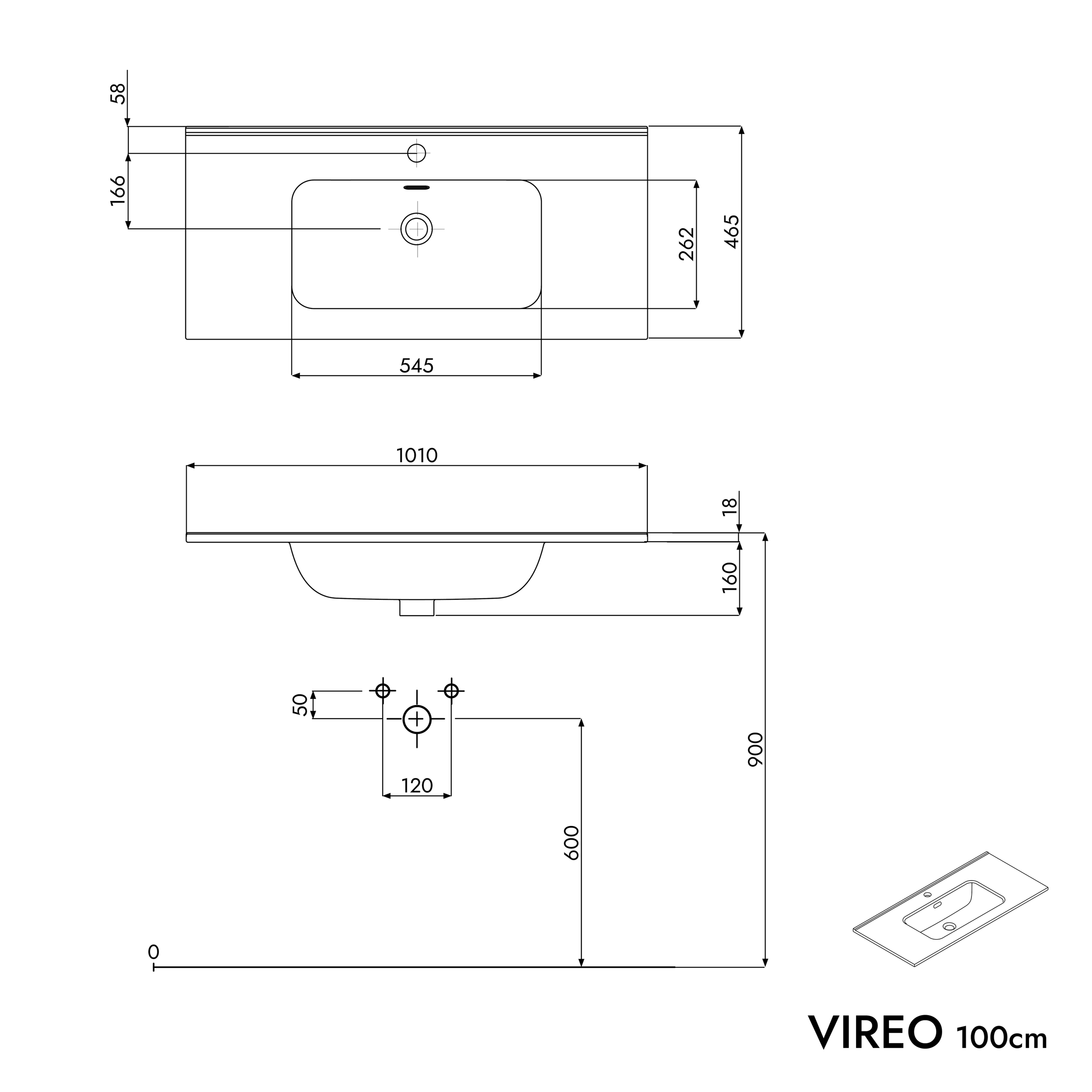 Waschtischunterschrank VIREO 100 cm