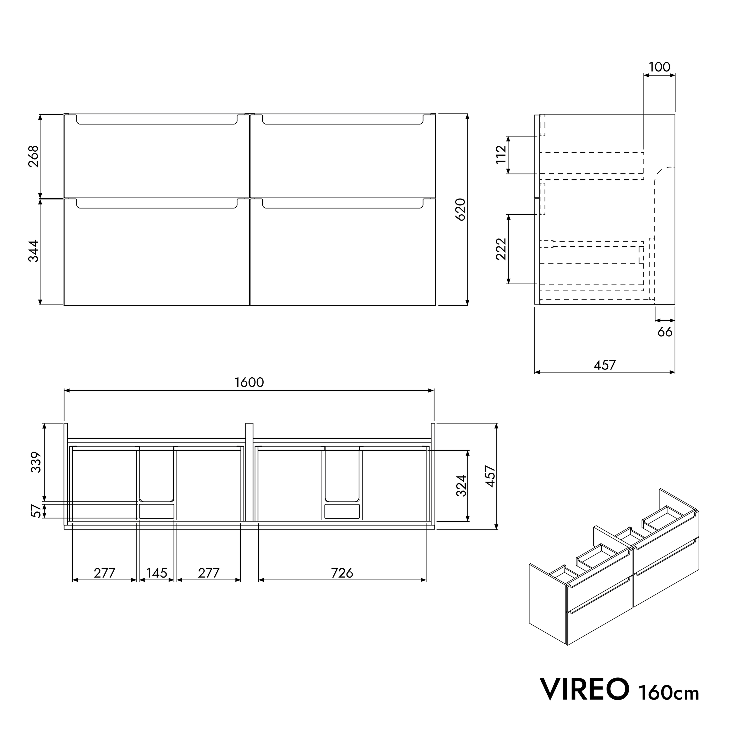 Badmöbel Unterschrank VIREO 160 cm