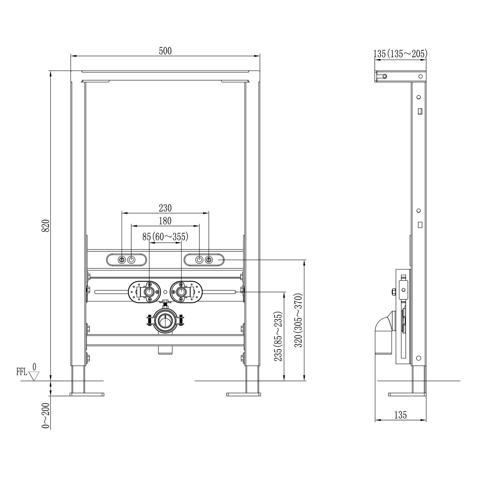BERNSTEIN Bidet-Vorwandelement Montageelement G30013A