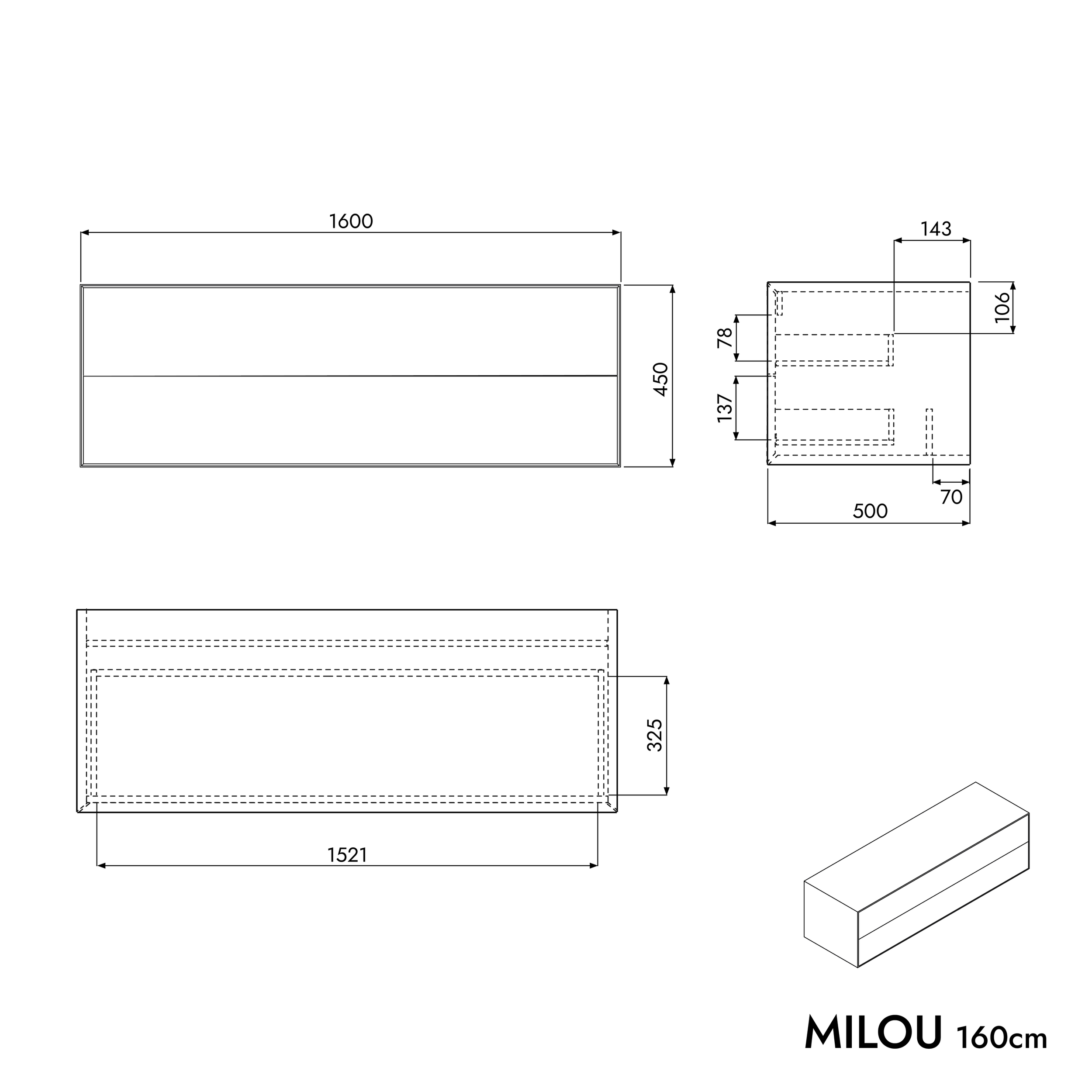 Unterschrank MILOU 160 cm