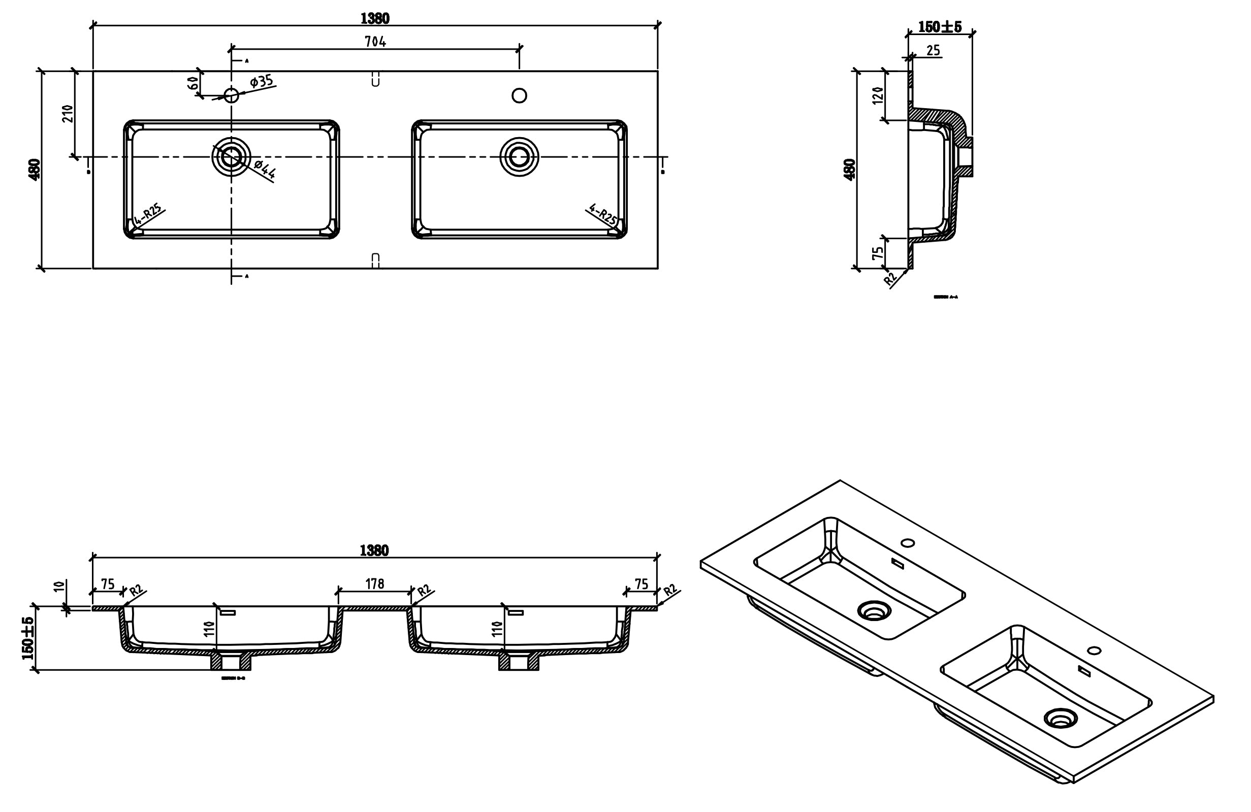 Waschtischunterschrank Alice 1380