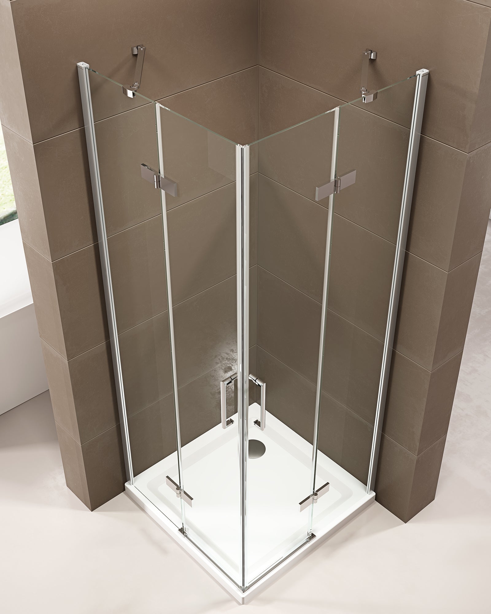 Eckdusche mit Drehtüren, Eckeinstieg EX809