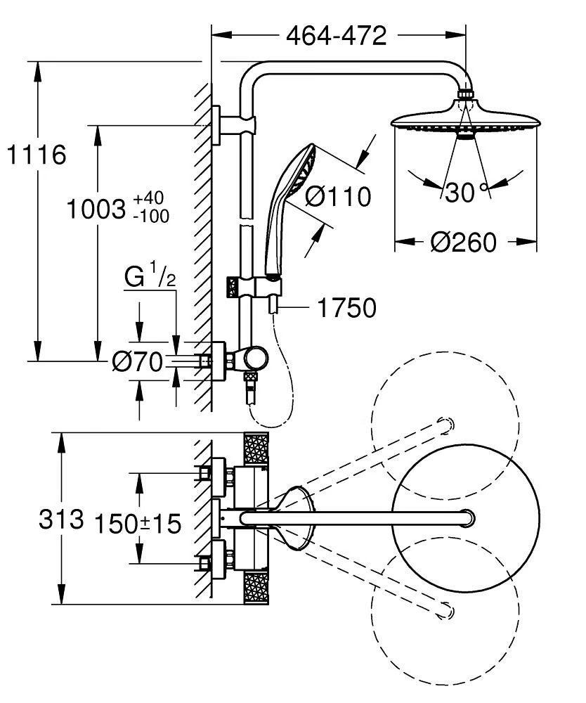 GROHE Euphoria System 260 Duschsystem mit Thermostat