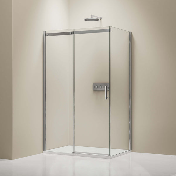 BERNSTEIN Eckdusche DX906 FLEX – Schiebetür, 160x100 Cm, 8 Mm ESG-Sicherheitsglas Mit Nano-Beschichtung, Chrom