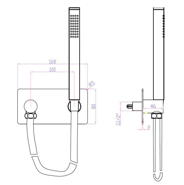 Wandanschlussbogen  CZT050B mit Brausehalterung
